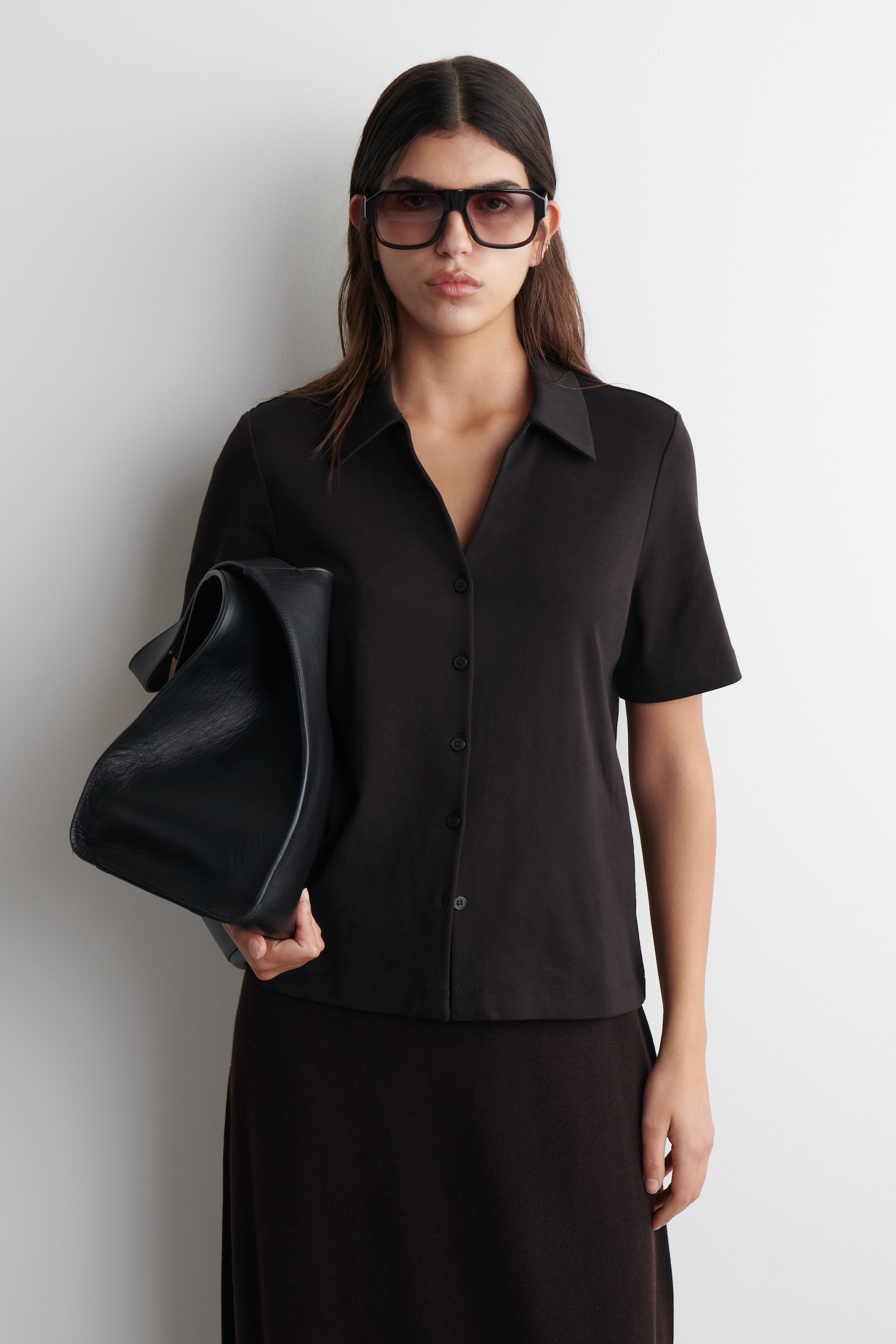 JERSEY RESORT SHIRT - DARK BROWN/WHITE / STRIPED - 1