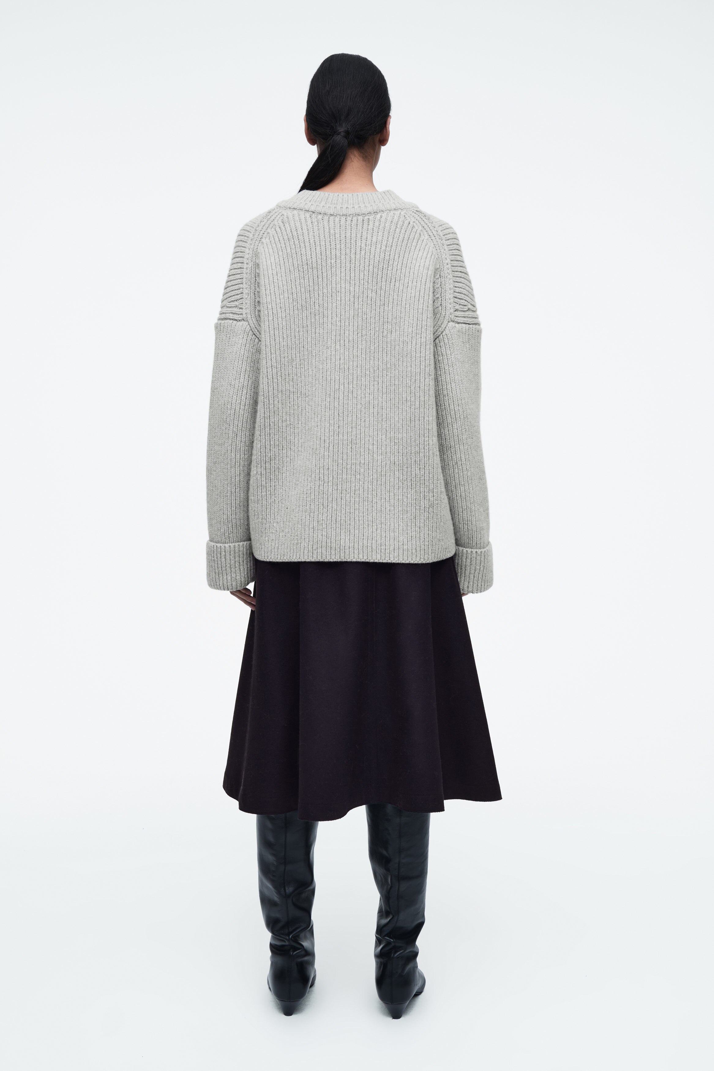 トップス OAF WOOL LAYERED KNIT GRAY Light Grey Knit Quarter-Zip Long Sleeve Pullover Sweater
