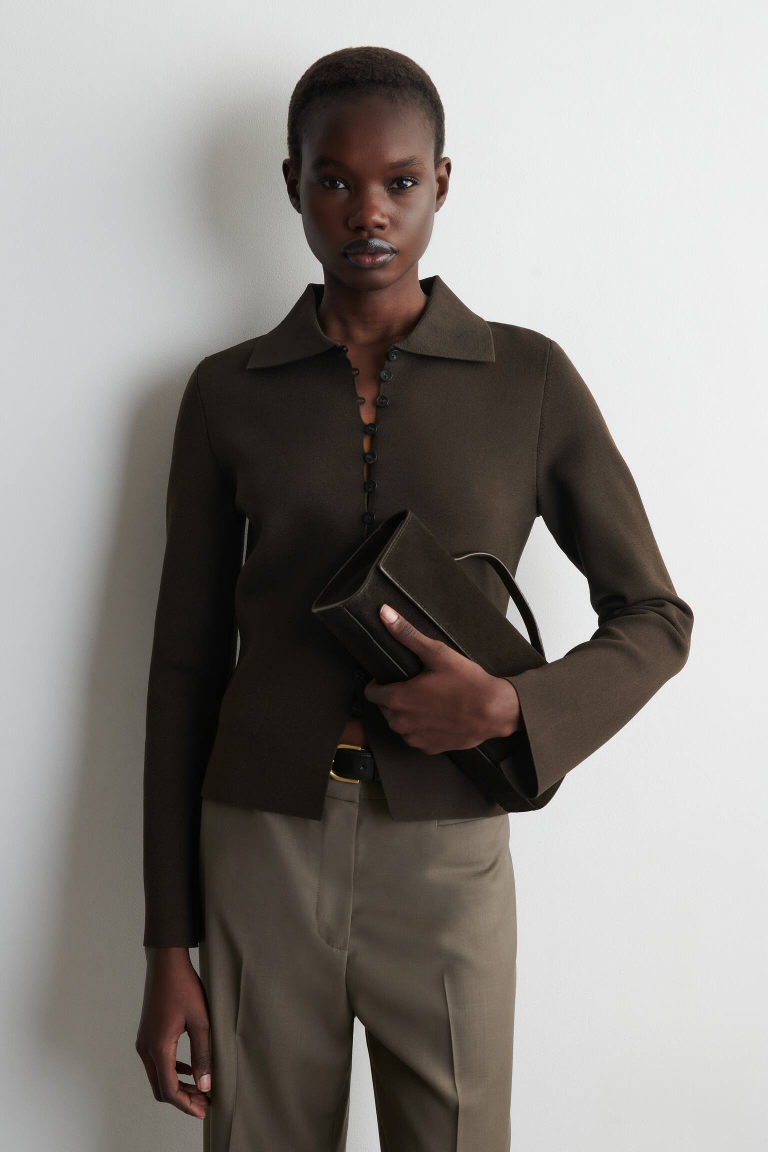 CARDIGAN AVVITATO IN MAGLIA MILANO - MARRONE SCURO/MARRONE RUGGINE - 1