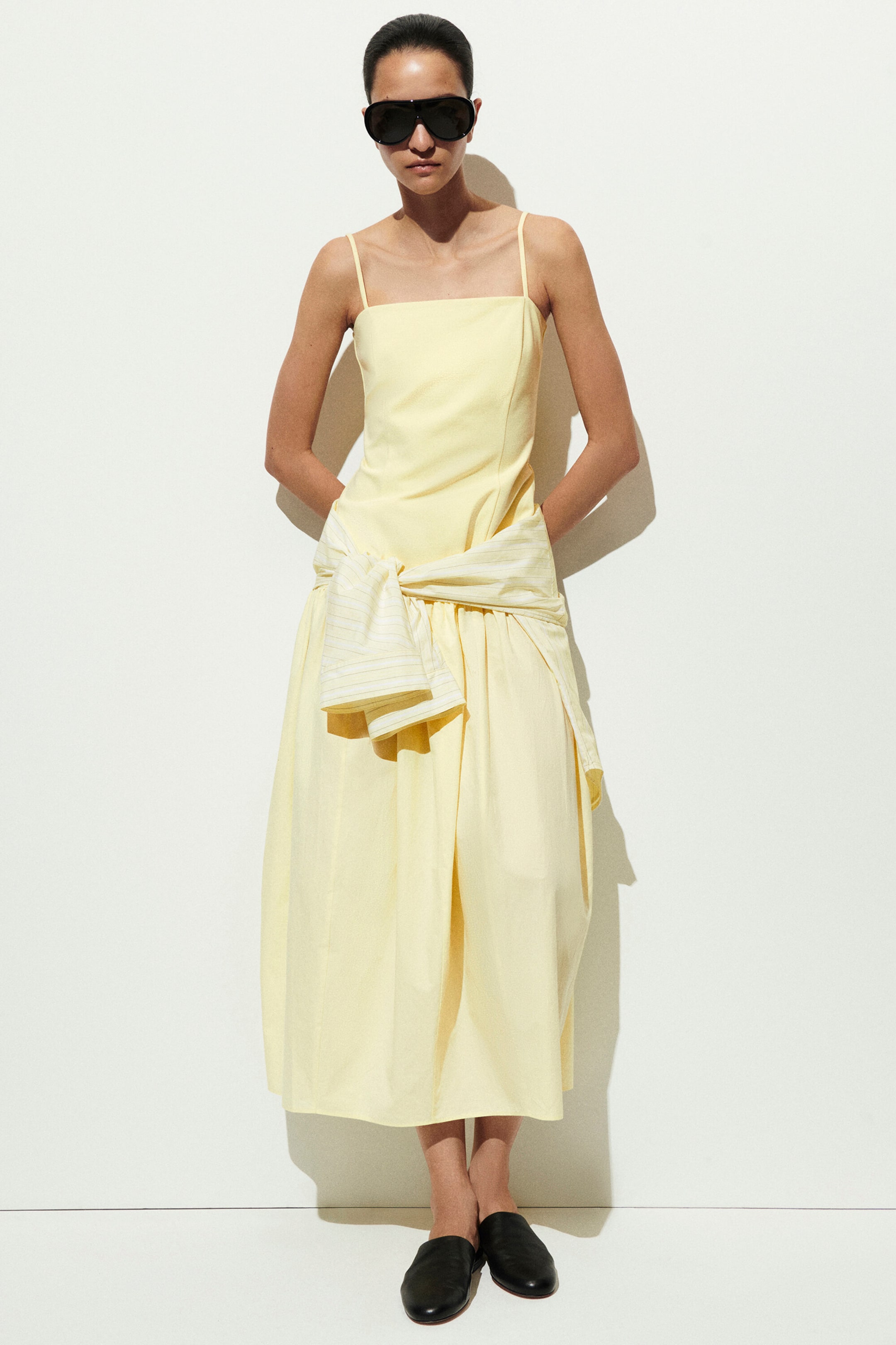 SCULPTED DROPPED-WAIST MIDI DRESS