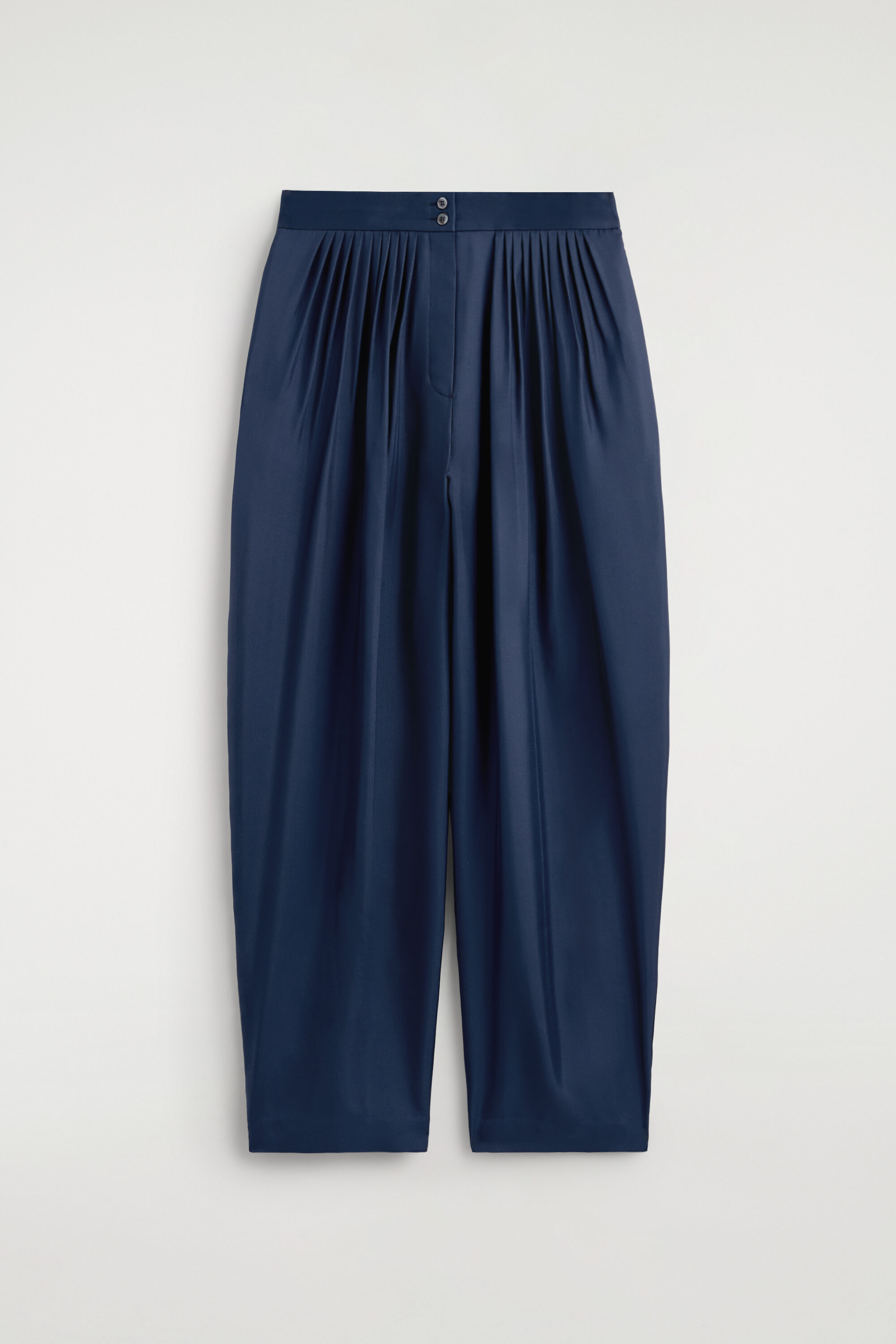 Draped Pleated Silk Straight-leg Pants