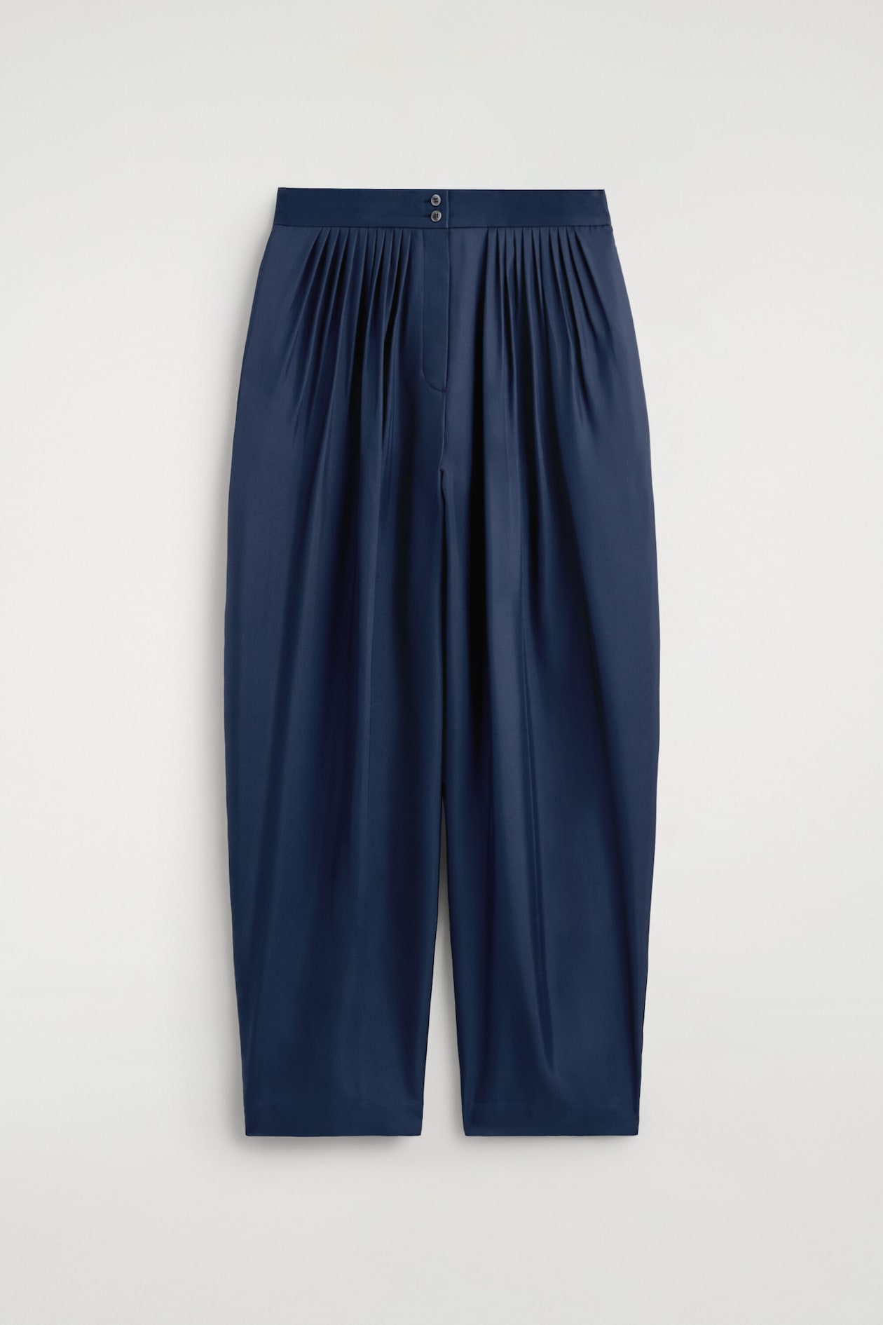 DRAPED PLEATED SILK STRAIGHT-LEG TROUSERS