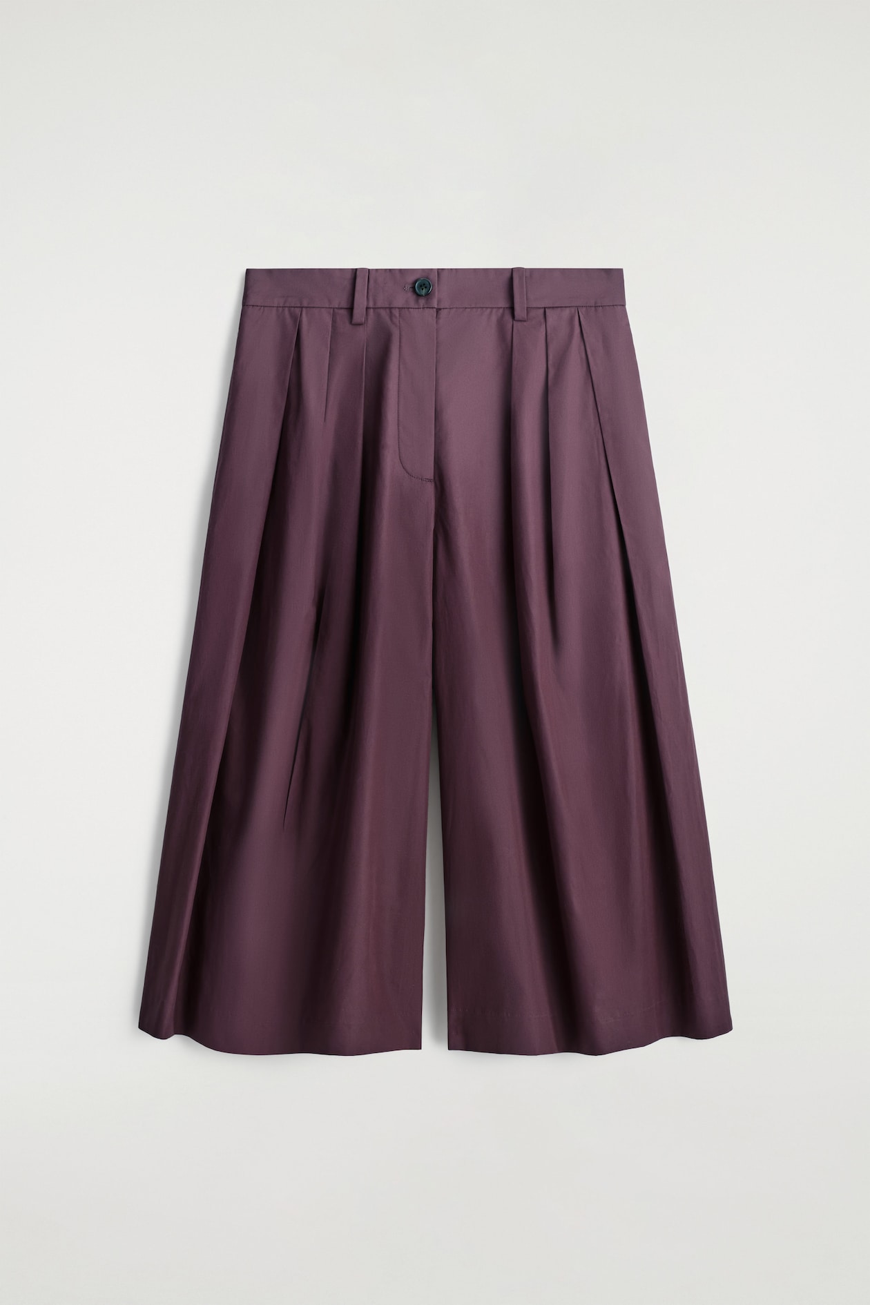 PLEATED COTTON CULOTTES — BORDEAUX