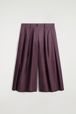 PLEATED COTTON CULOTTES — BORDEAUX 6