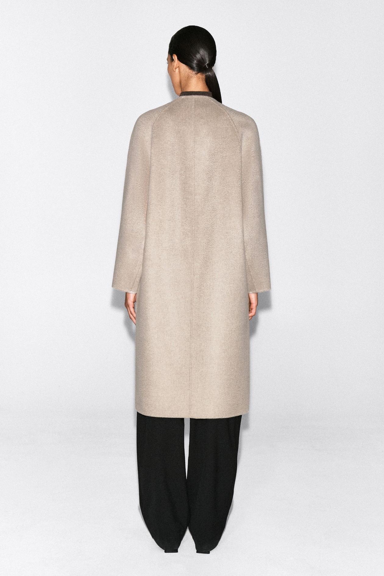 DOUBLE-FACED CASHMERE LONG COAT — OAT