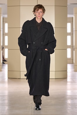 DOUBLE-FACED WOOL-BLEND HERRINGBONE COAT — DARK BROWN 9