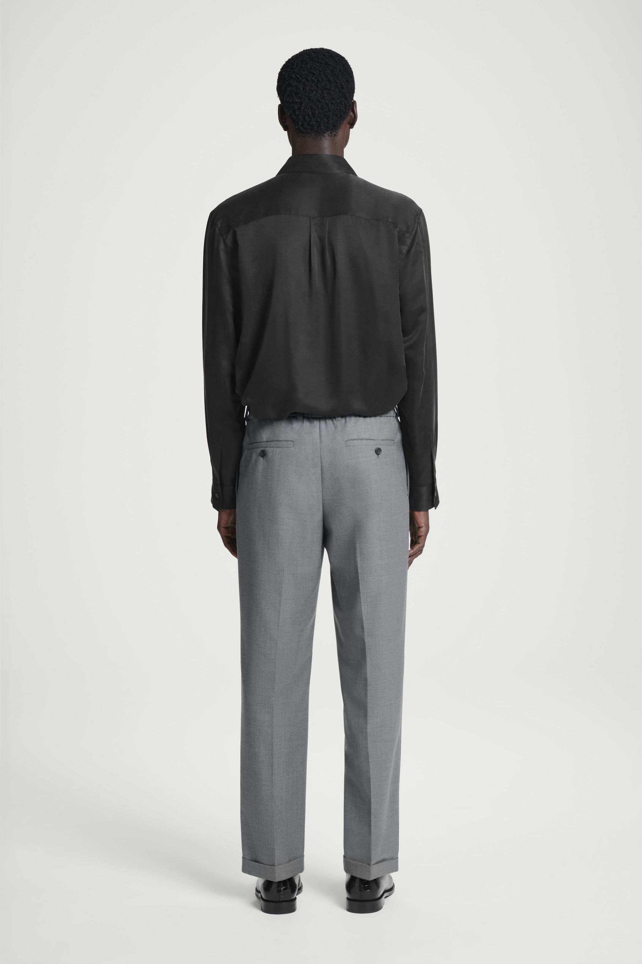 TURN-UP WOOL-BLEND STRAIGHT-LEG TROUSERS