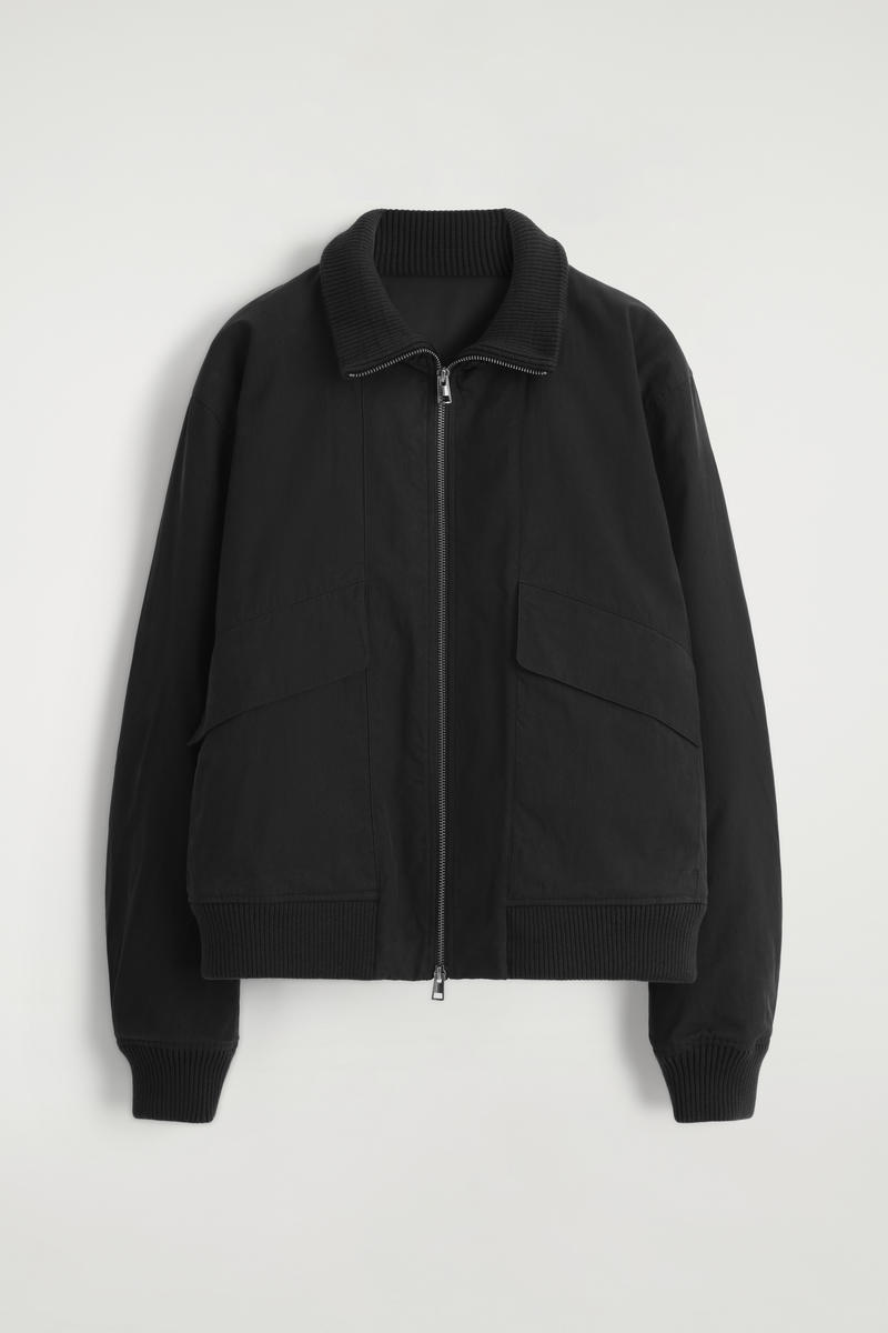 Cos Padded Cotton Flight Jacket In Black