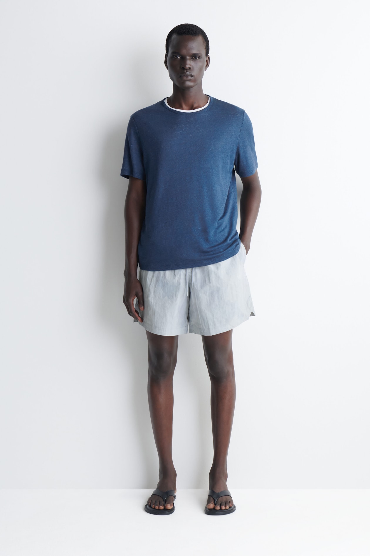 NYLON WIDE-LEG DRAWSTRING SWIM SHORTS - BLUE / PRINTED | COS NO