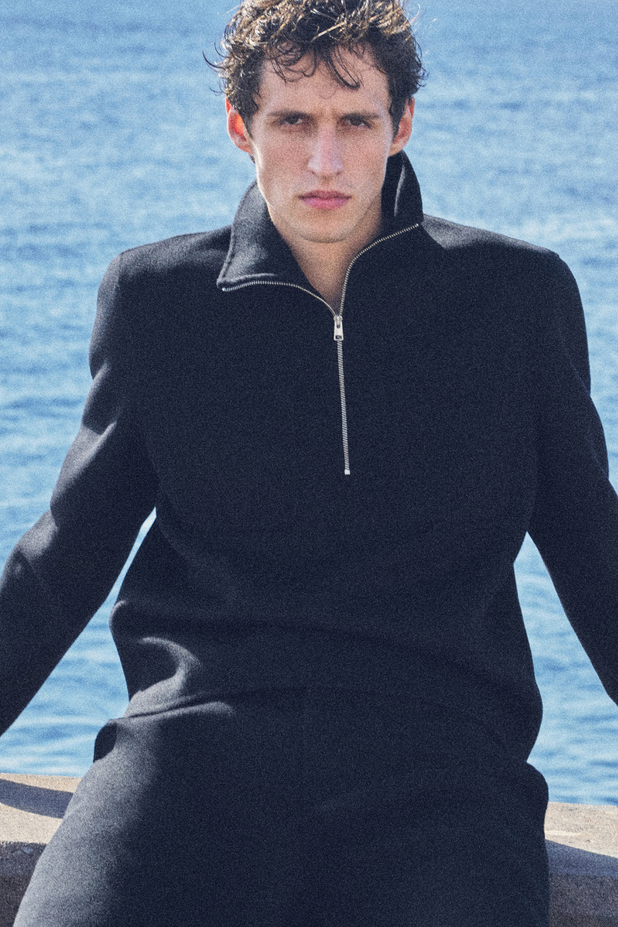 DOUBLE-FACED WOOL ZIP-UP SWEATSHIRT - BLACK | COS US