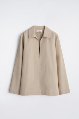 TAILORED OPEN-COLLAR NYLON SHIRT — BISCUIT 9