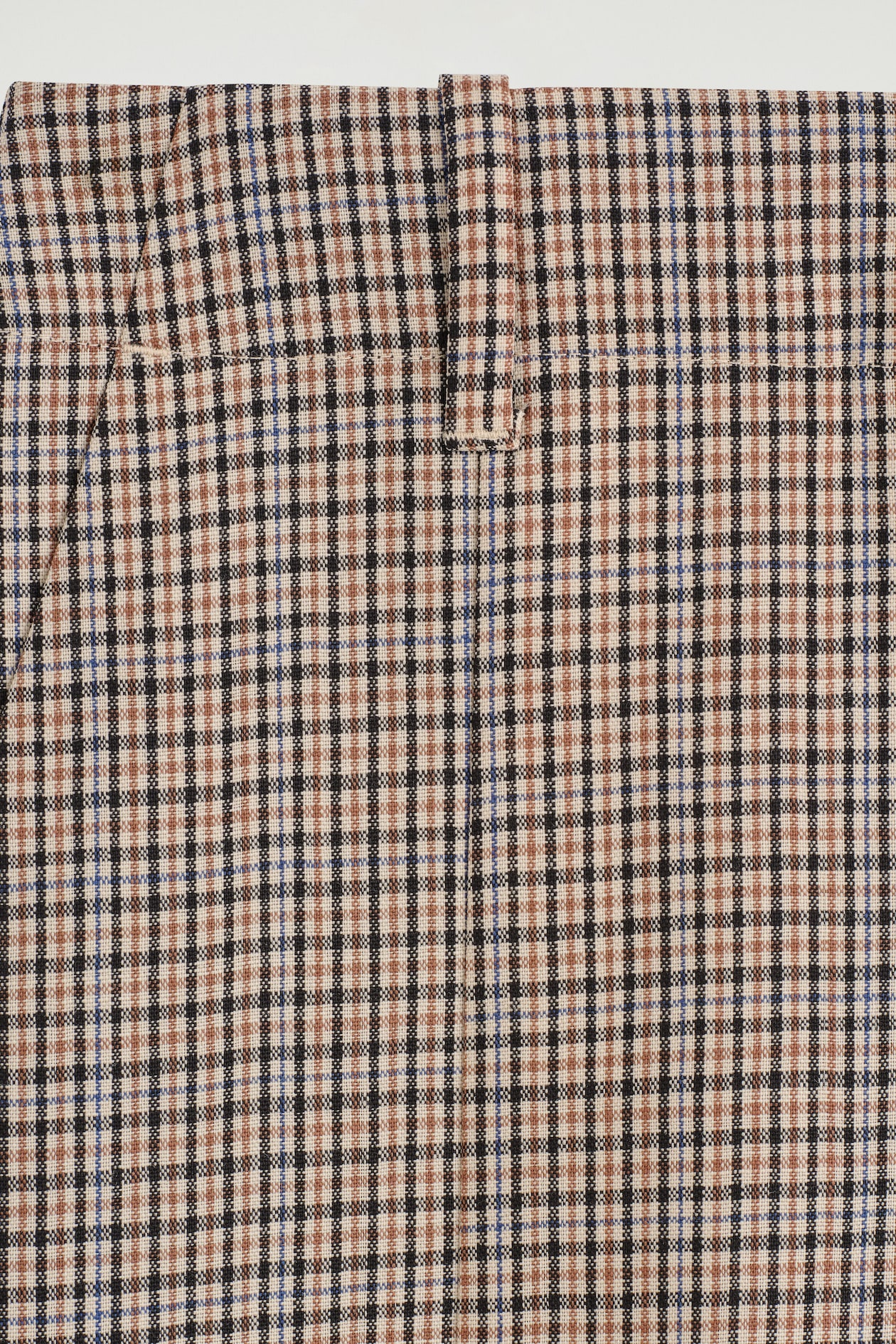 BOX-PLEAT WOOL MIDI SKIRT — BEIGE / CHECKED