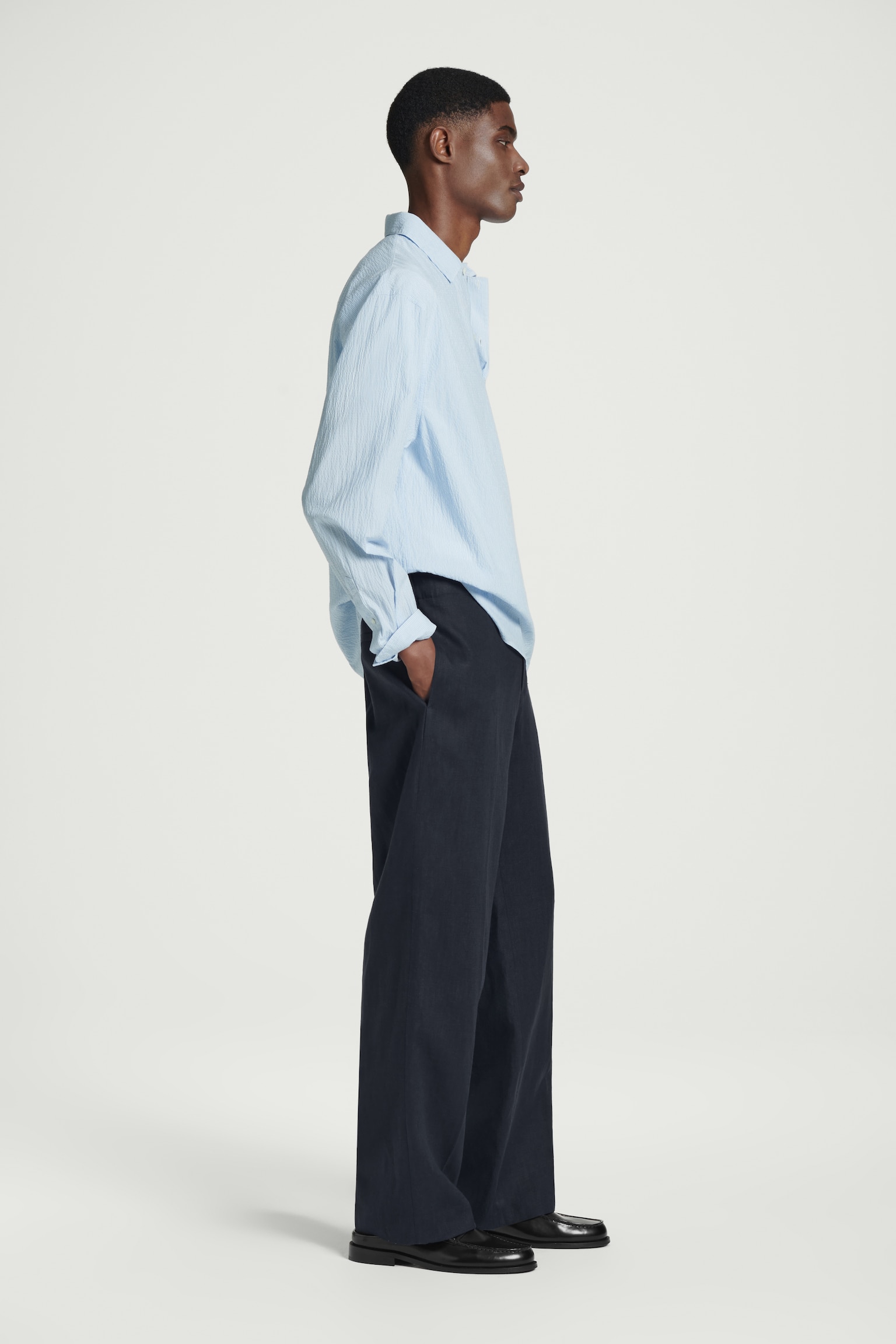 PANTALONES RECTOS DE LINO ELÁSTICOS - AZUL MARINO/NEGRO/MARRÓN - 6
