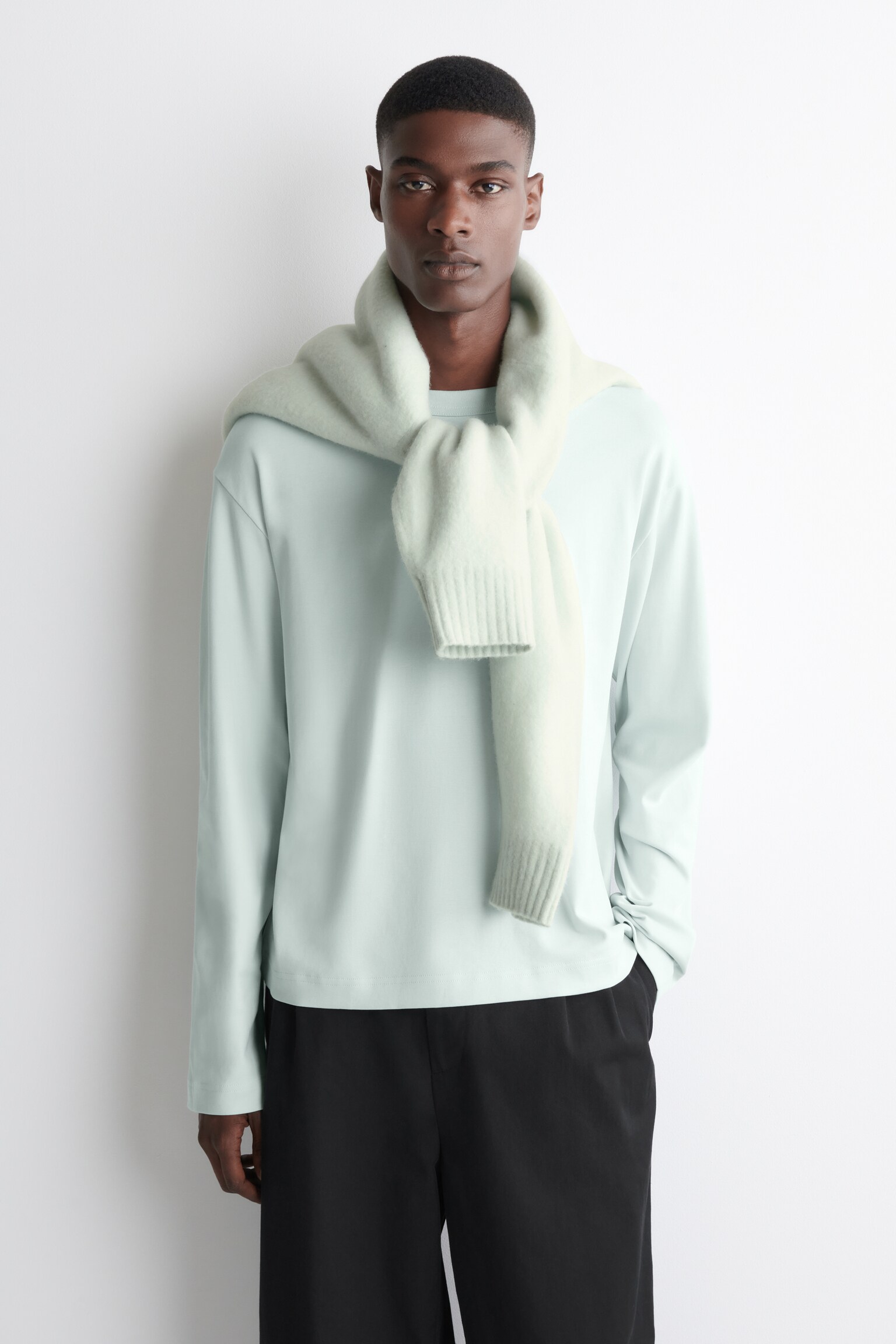 RELAXED JERSEY INTERLOCK LONG-SLEEVED T-SHIRT - LIGHT BLUE/BLACK/BLUE/BORDEAUX/WHITE/NAVY/DARK GREEN/RED / WHITE / STRIPED