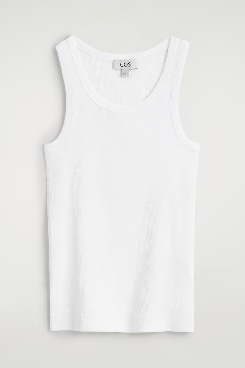 COS Ribbed Cotton Tank Top White Women's Large