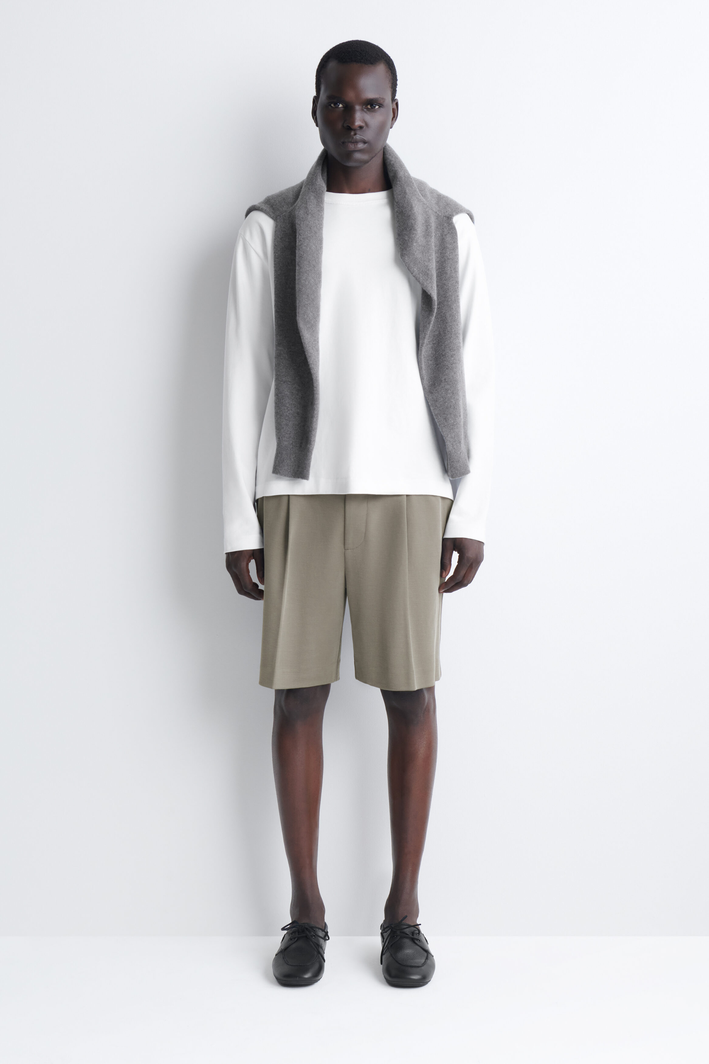 TAILORED BONDED-TWILL SHORTS