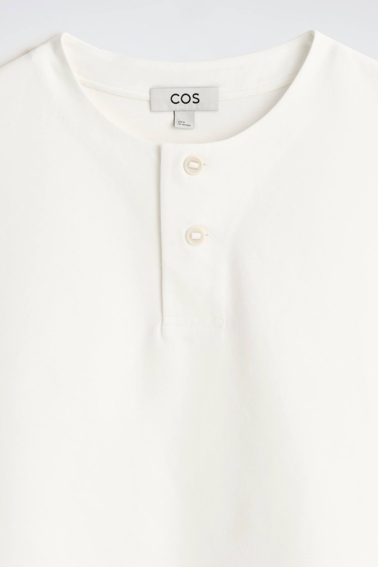 T-SHIRT HENLEY OVERSIZE EN JERSEY DE COTON - BLANC/NOIR - 5