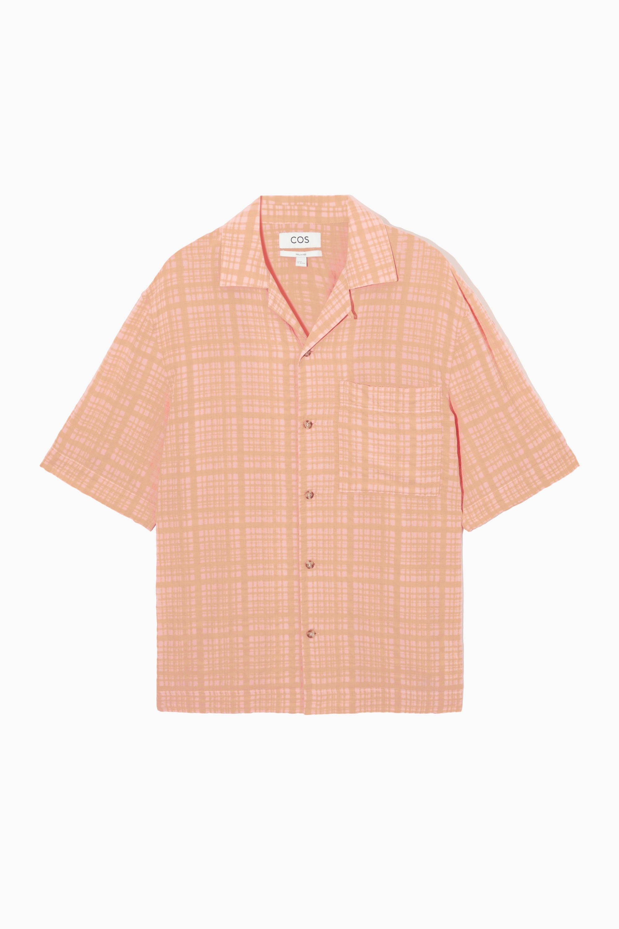 RELAXED CHECKED SEERSUCKER SHIRT - WASHED ORANGE / CHECKED | COS