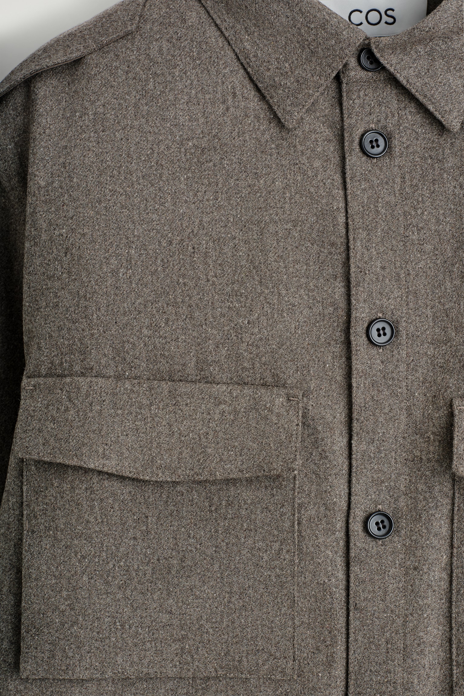 CHEMISE À COL BOUTONNÉ EN LAINE - STONE/BLEU MARINE - 3