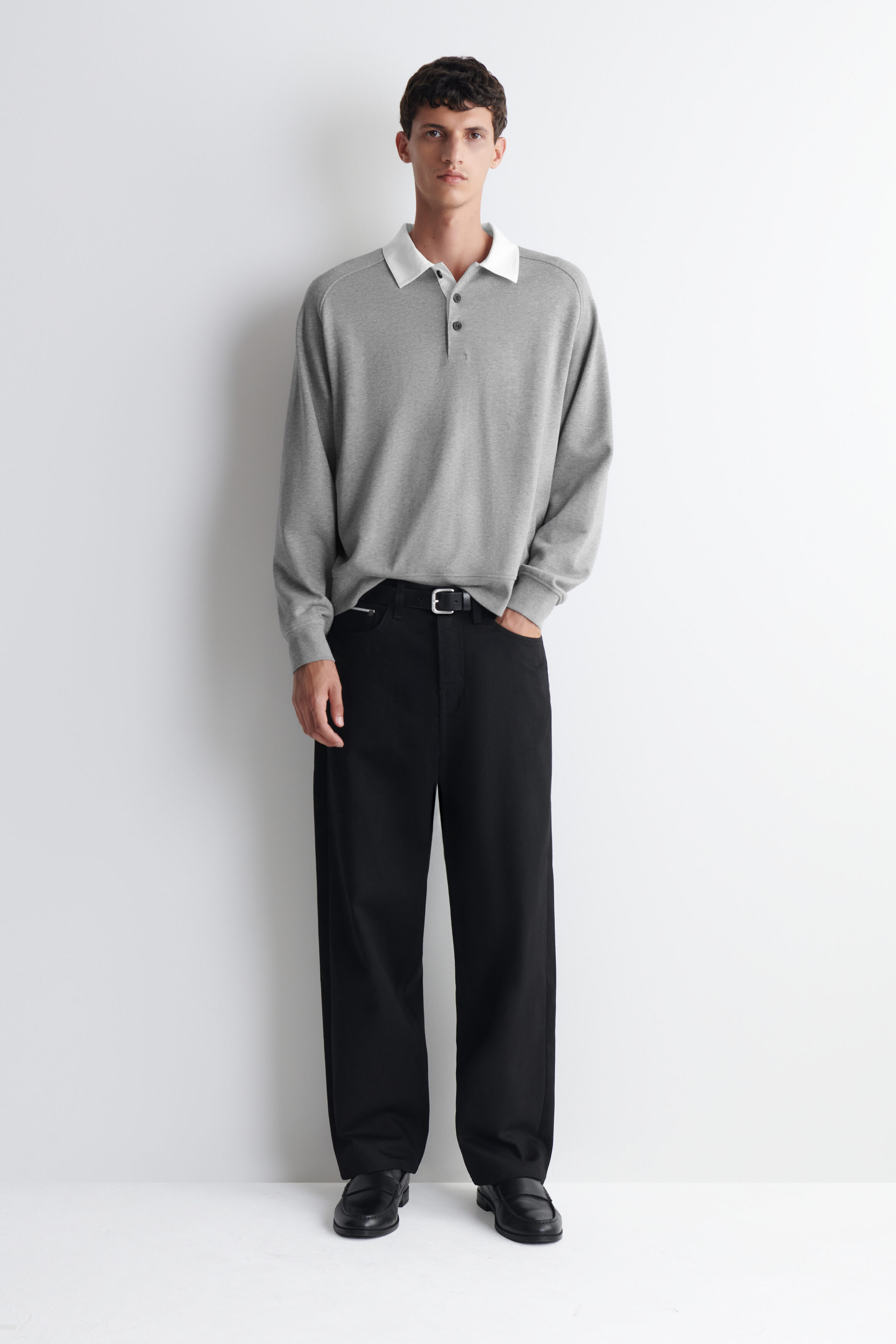 RIDER RAW SELVEDGE RELAXED-FIT STRAIGHT-LEG JEANS - BLACK | COS