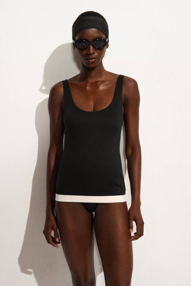 MAILLOT DE BAIN DÉBARDEUR EN NÉOPRÈNE COLOUR-BLOCK - NOIR / CRÈME - 1