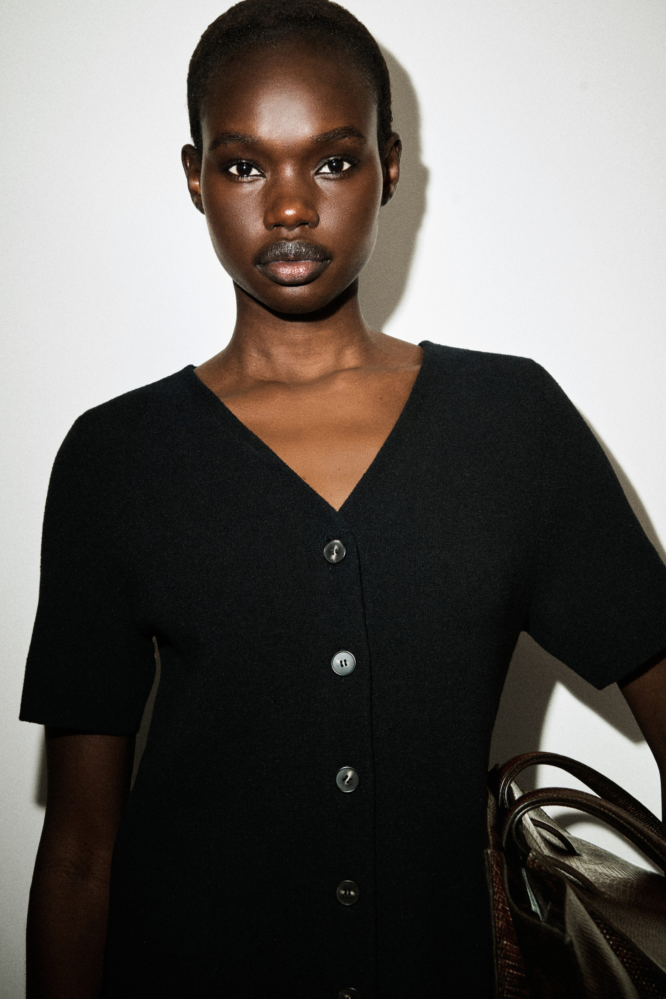 BUTTONED MILANO-KNIT MINI DRESS - BLACK | COS US