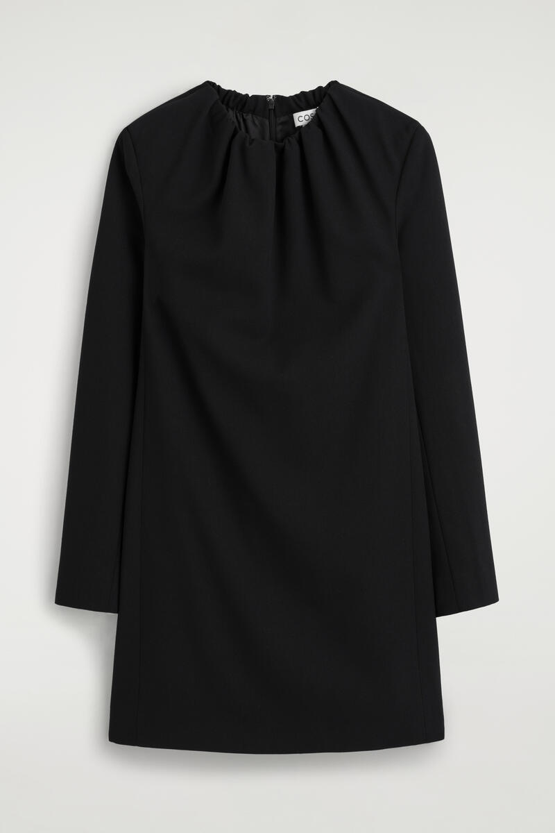 Pleated Tailored Twill Mini Dress