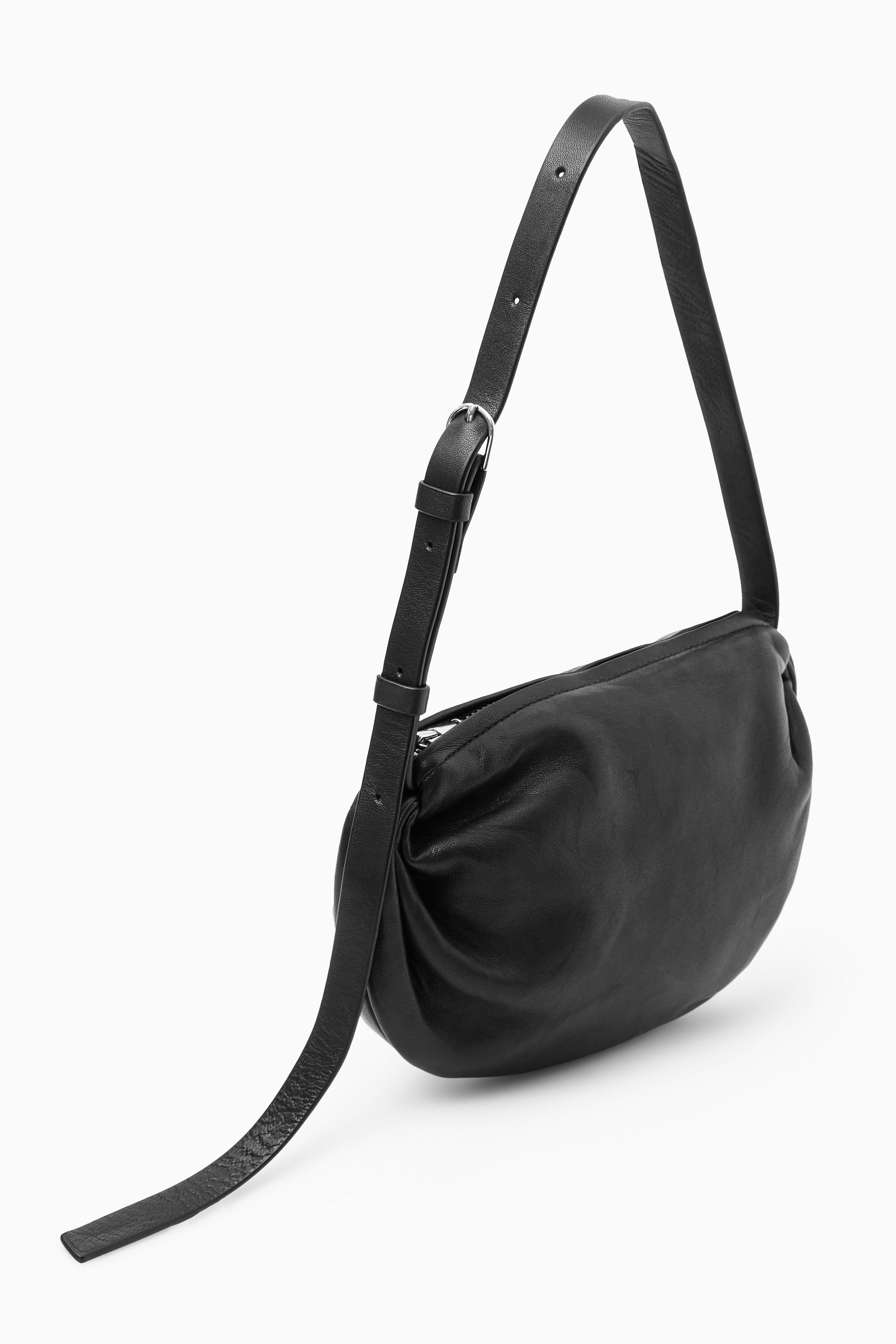 GATHERED SHOULDER BAG - LEATHER - BLACK | COS