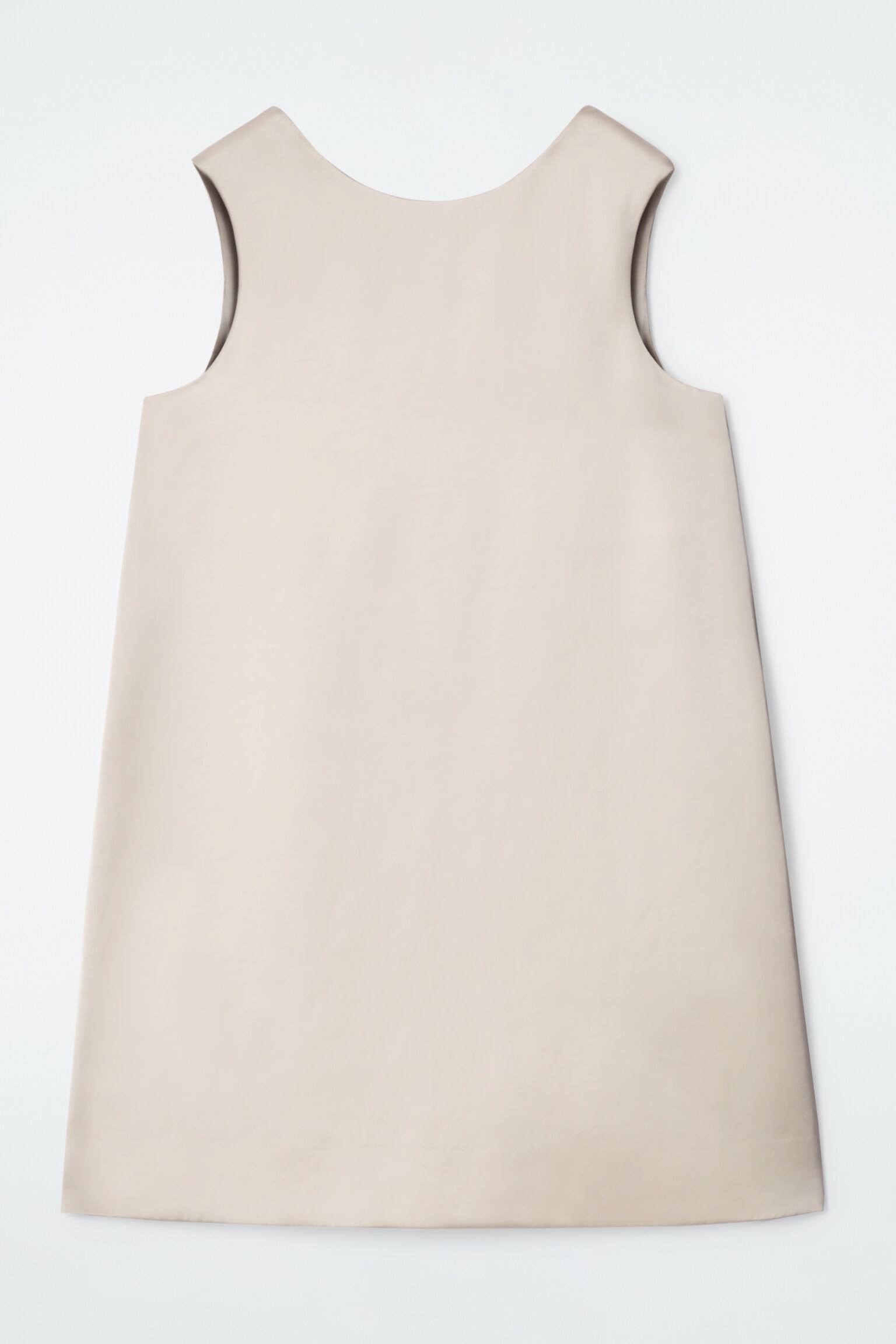 SATIN RACER-NECK MINI DRESS - OYSTER/BLACK