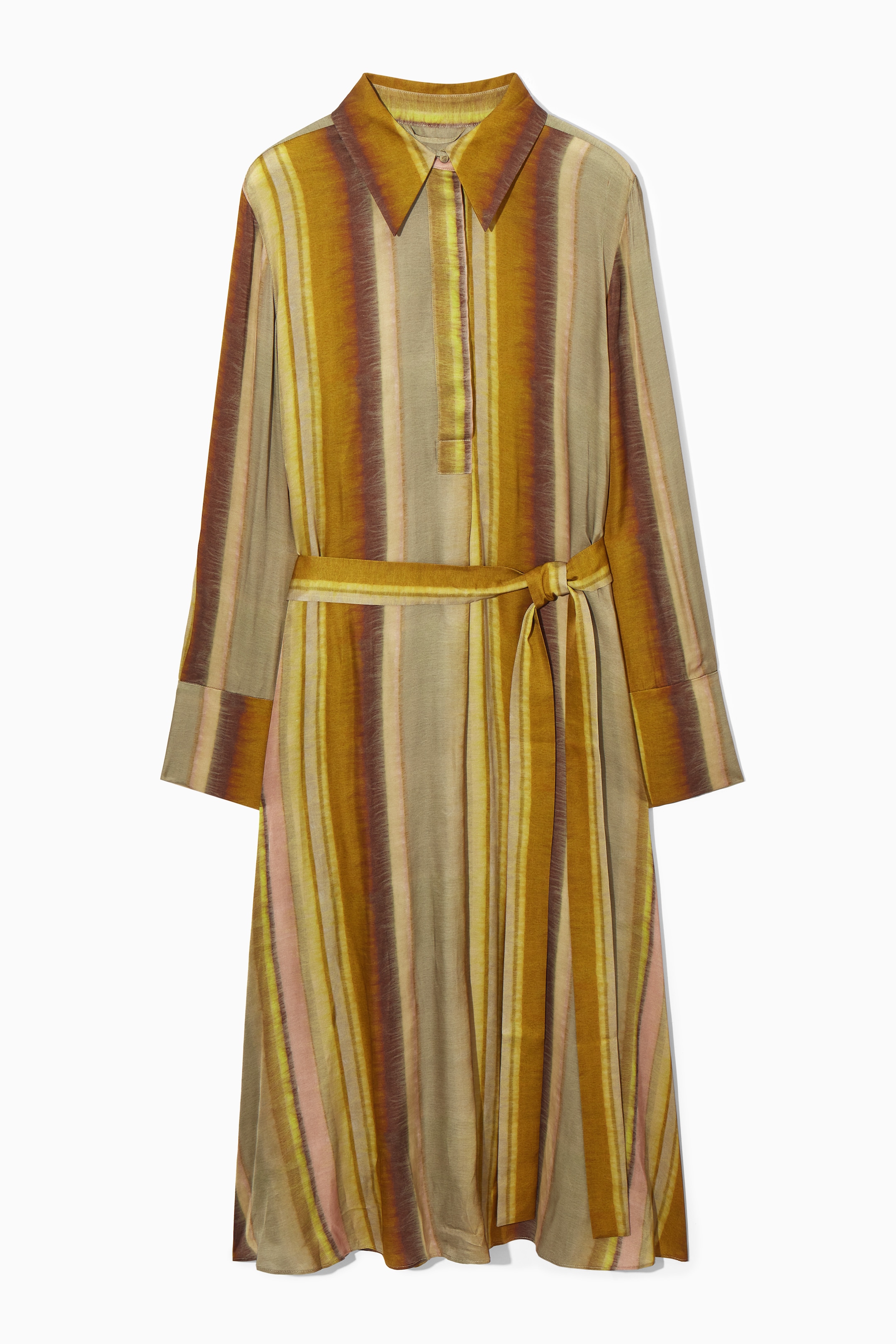 View larger image: PRINTED MIDI SHIRT DRESS - BROWN / ORANGE / STRIPED - Ladies | H&M GB 1