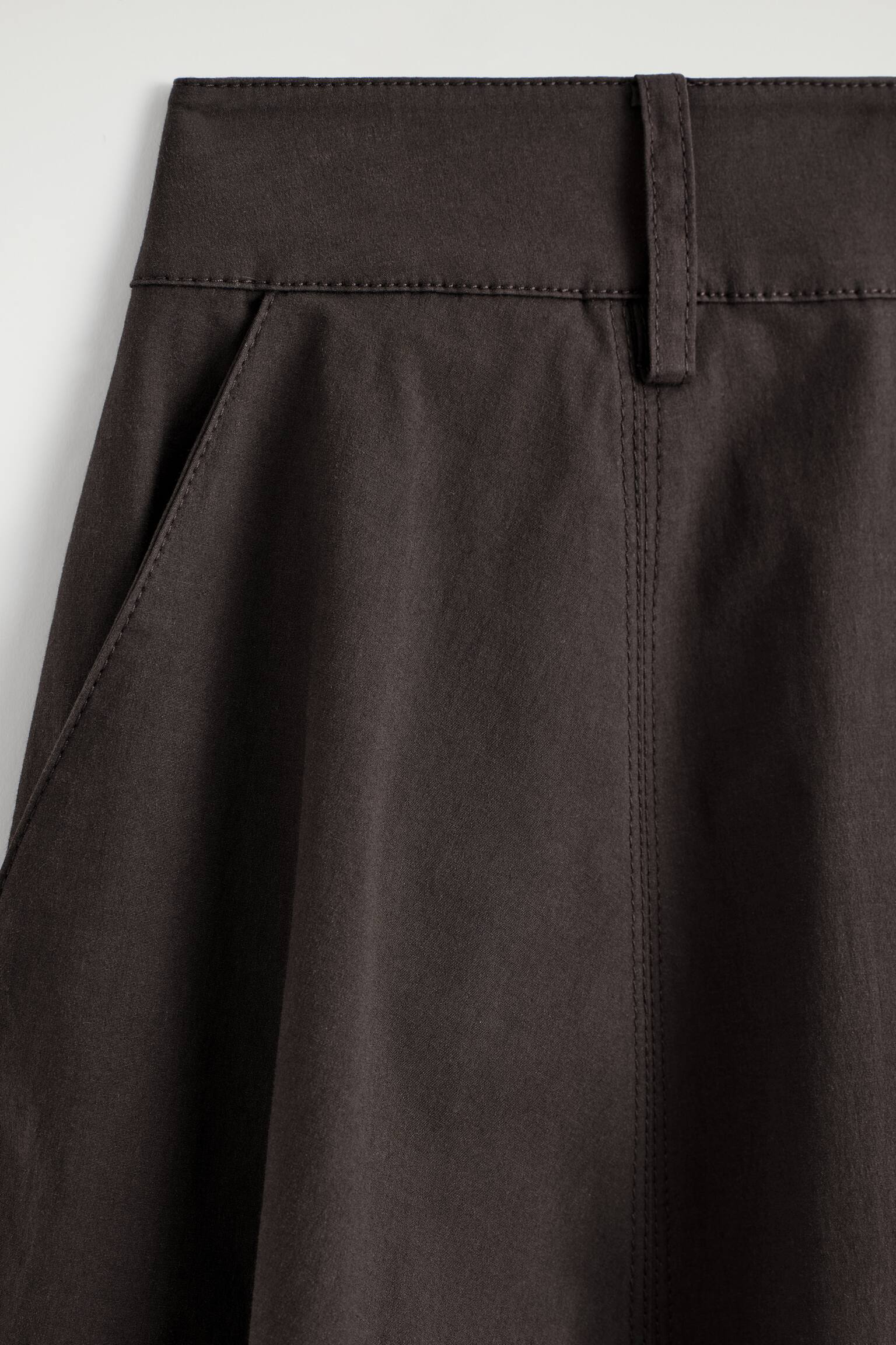 VOLUMINOUS COTTON MIDI SKIRT - חום - 6