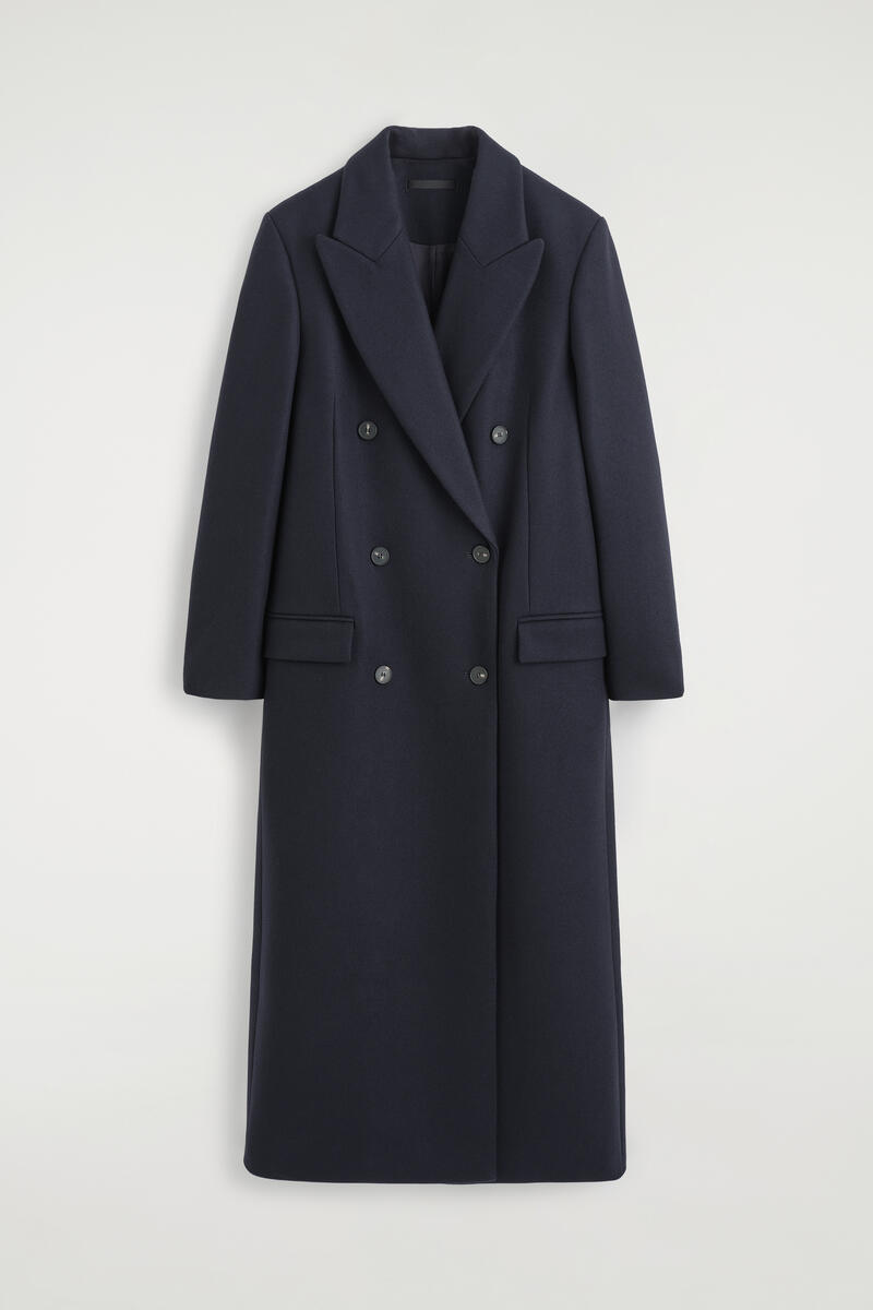Tailored Wool Double-Breasted Long Coat