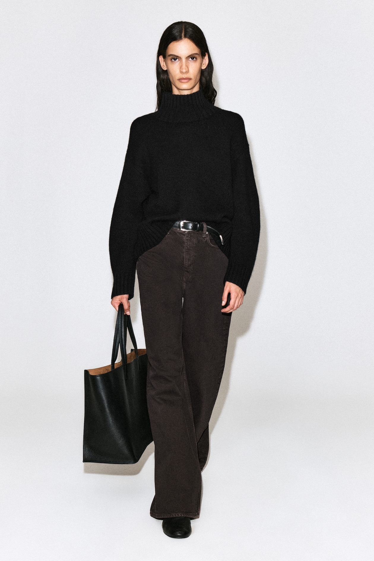 DIAL WIDE-LEG JEANS — BROWN