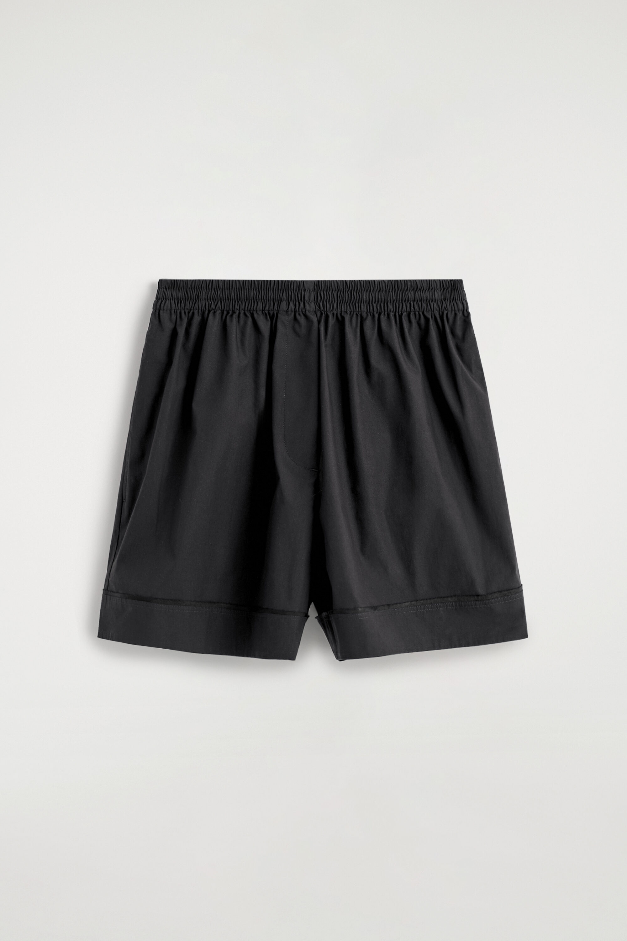 ELASTICATED GROSGRAIN-DETAIL COTTON SHORTS - BLACK | COS CA