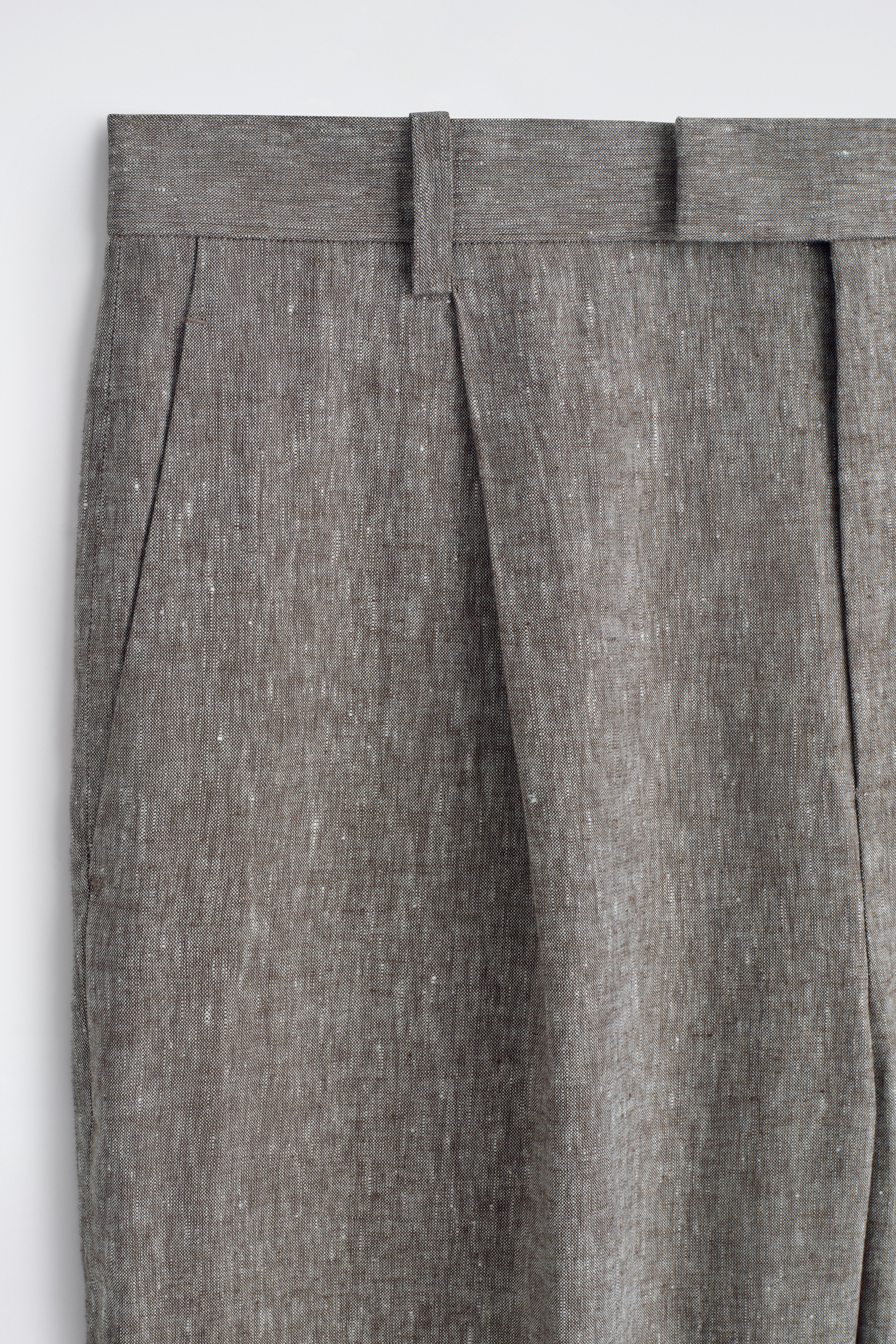 LINEN RELAXED-FIT WIDE-LEG TROUSERS