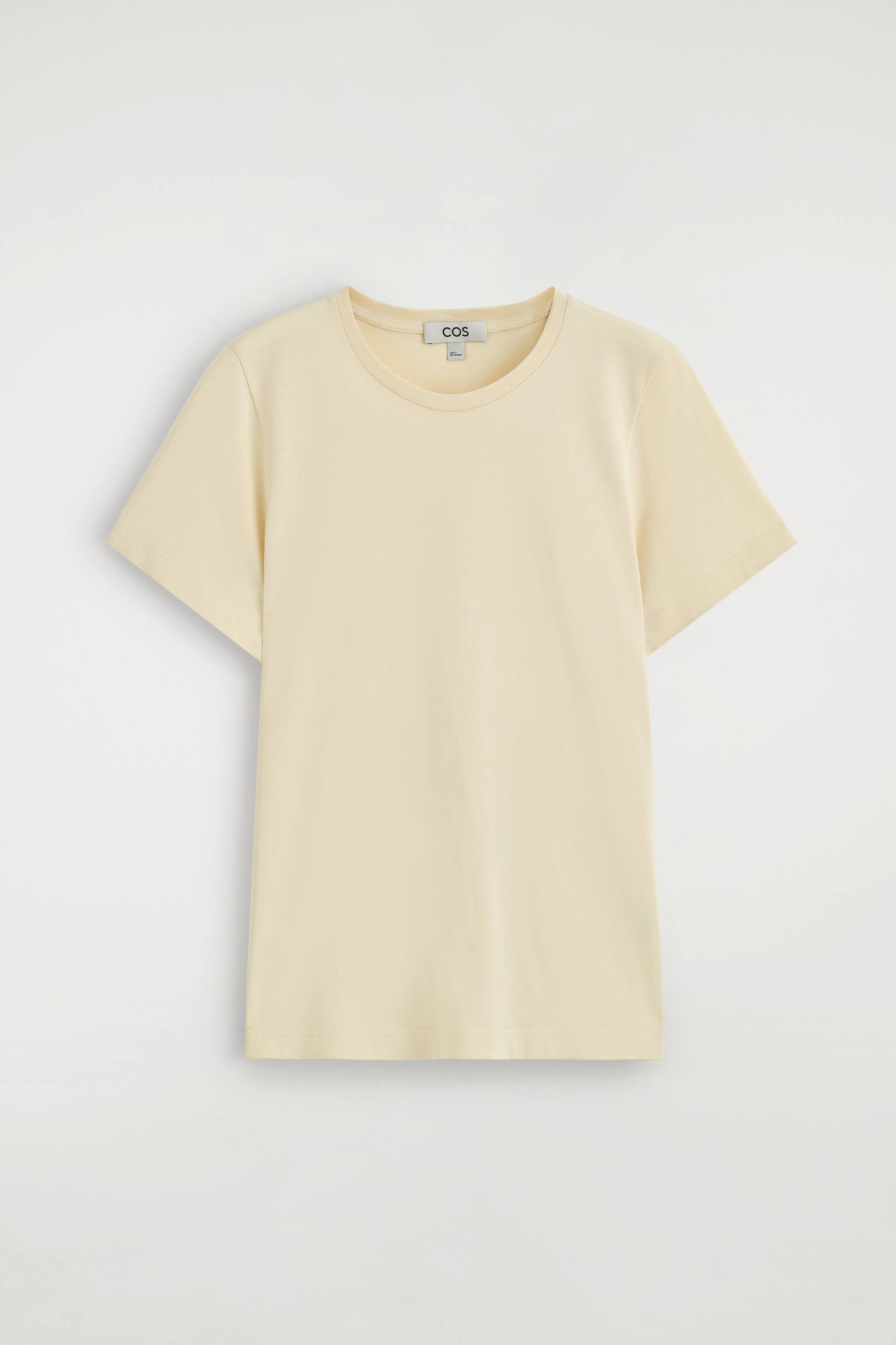 טישרט מכותנה עם צווארון עגול - צהוב חמאה/בז' מעורב/כחול כהה - 1