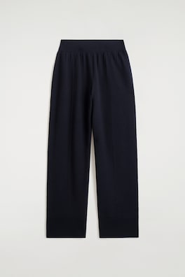 ELASTICATED MERINO WOOL TROUSERS — NAVY 7