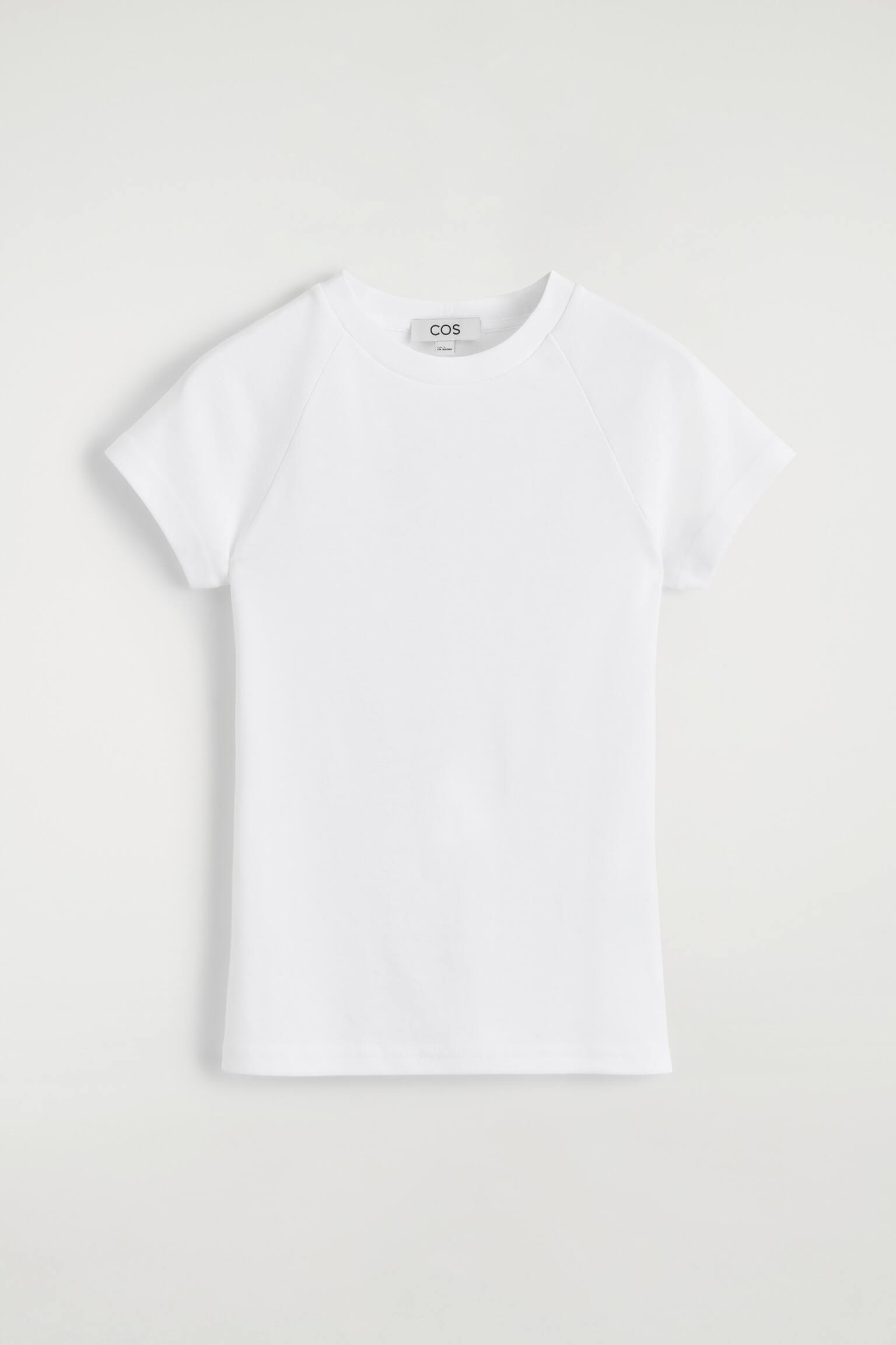 חולצת טי-שירט צמודה מבד כותנה - לבן - 2