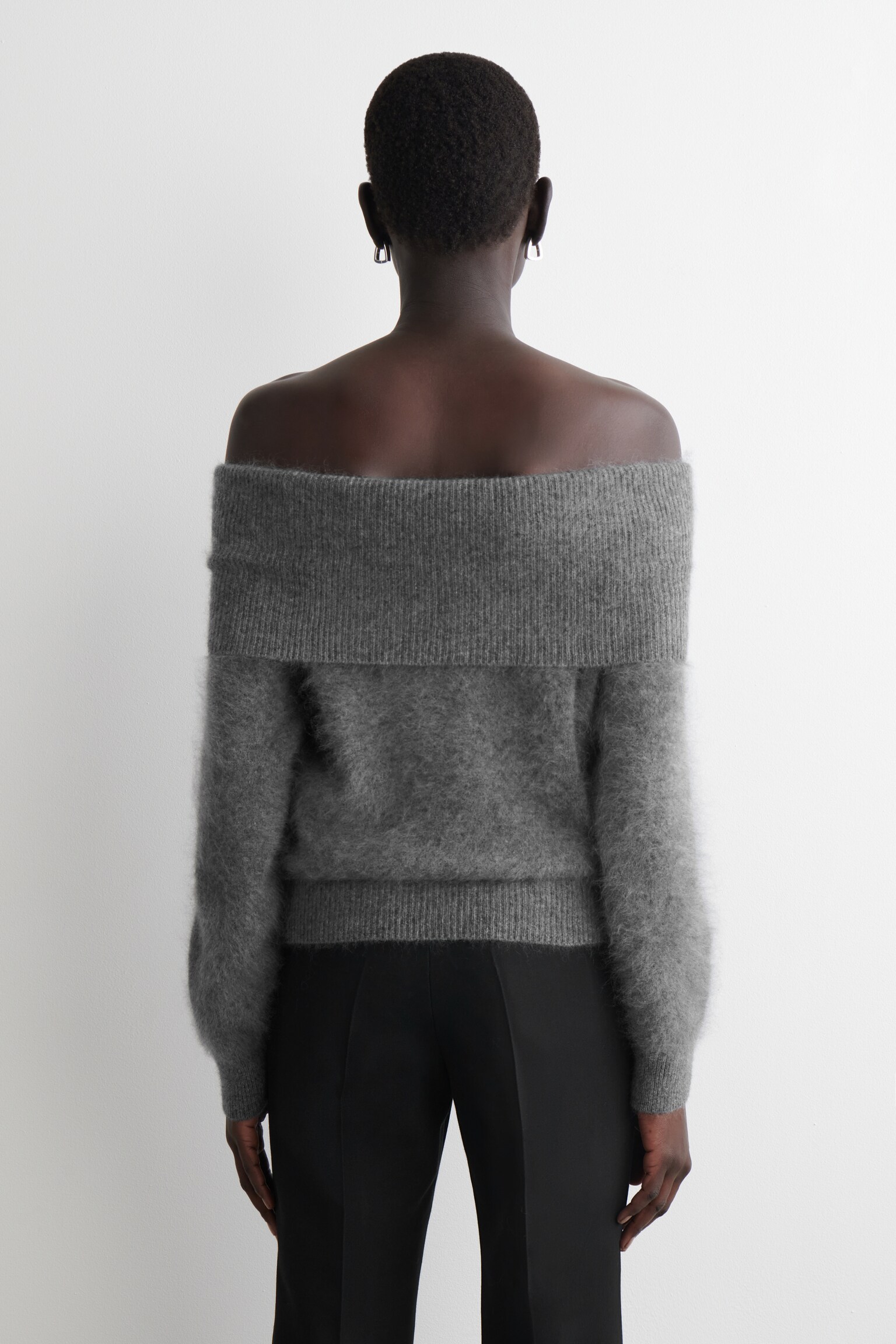 PULL À ENCOLURE BARDOT EN LAINE MÉRINOS - GRIS - 5