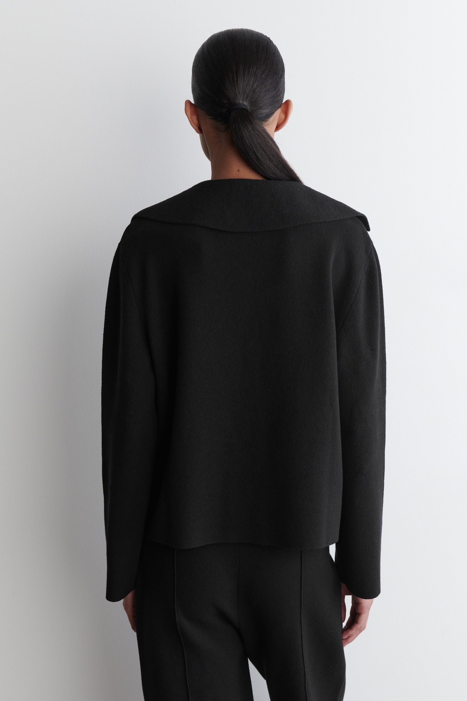 VESTE À COL EN MAILLE - NOIR/IVOIRE - 4