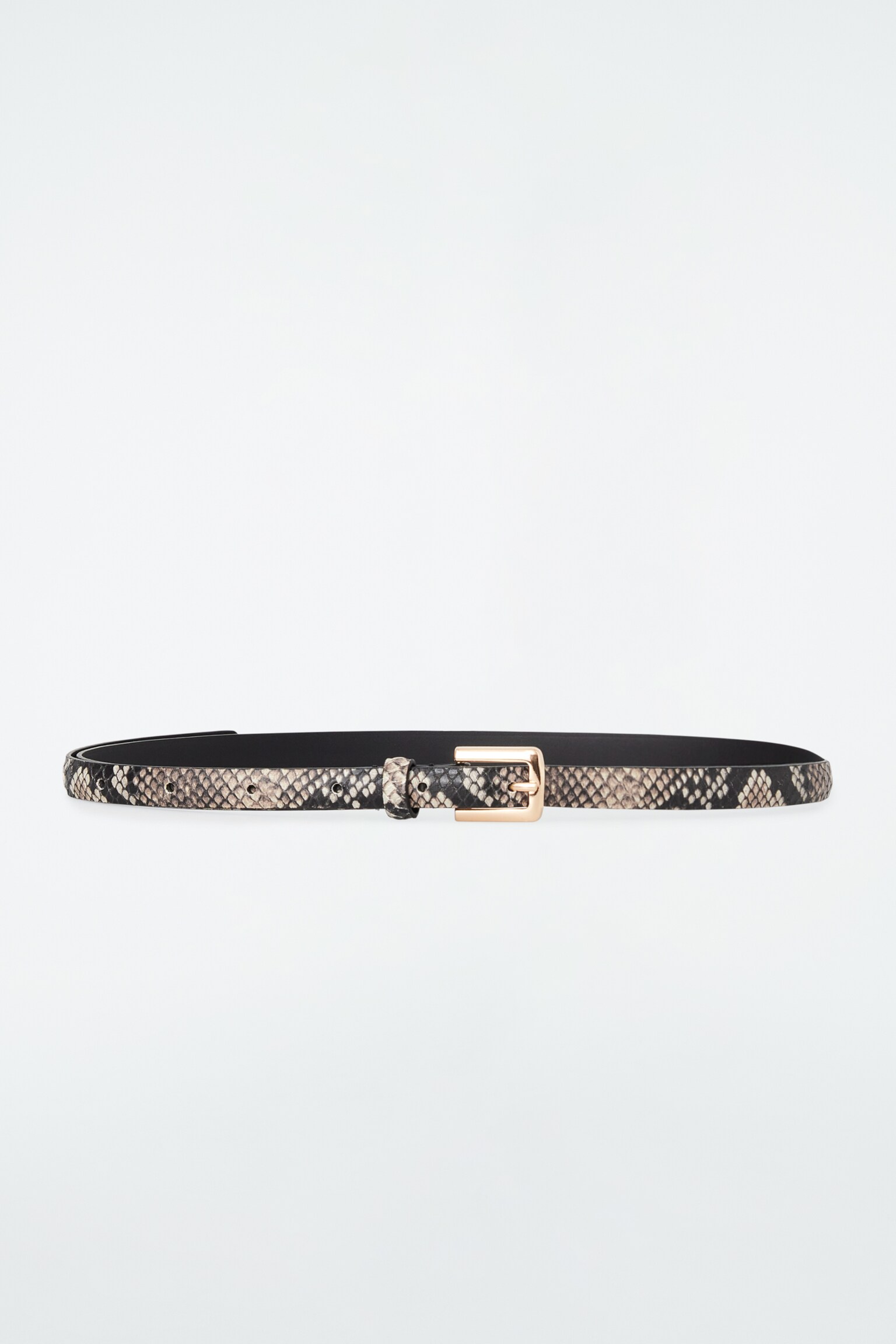 SKINNY LEATHER BELT - SNAKE EFFECT/BLACK