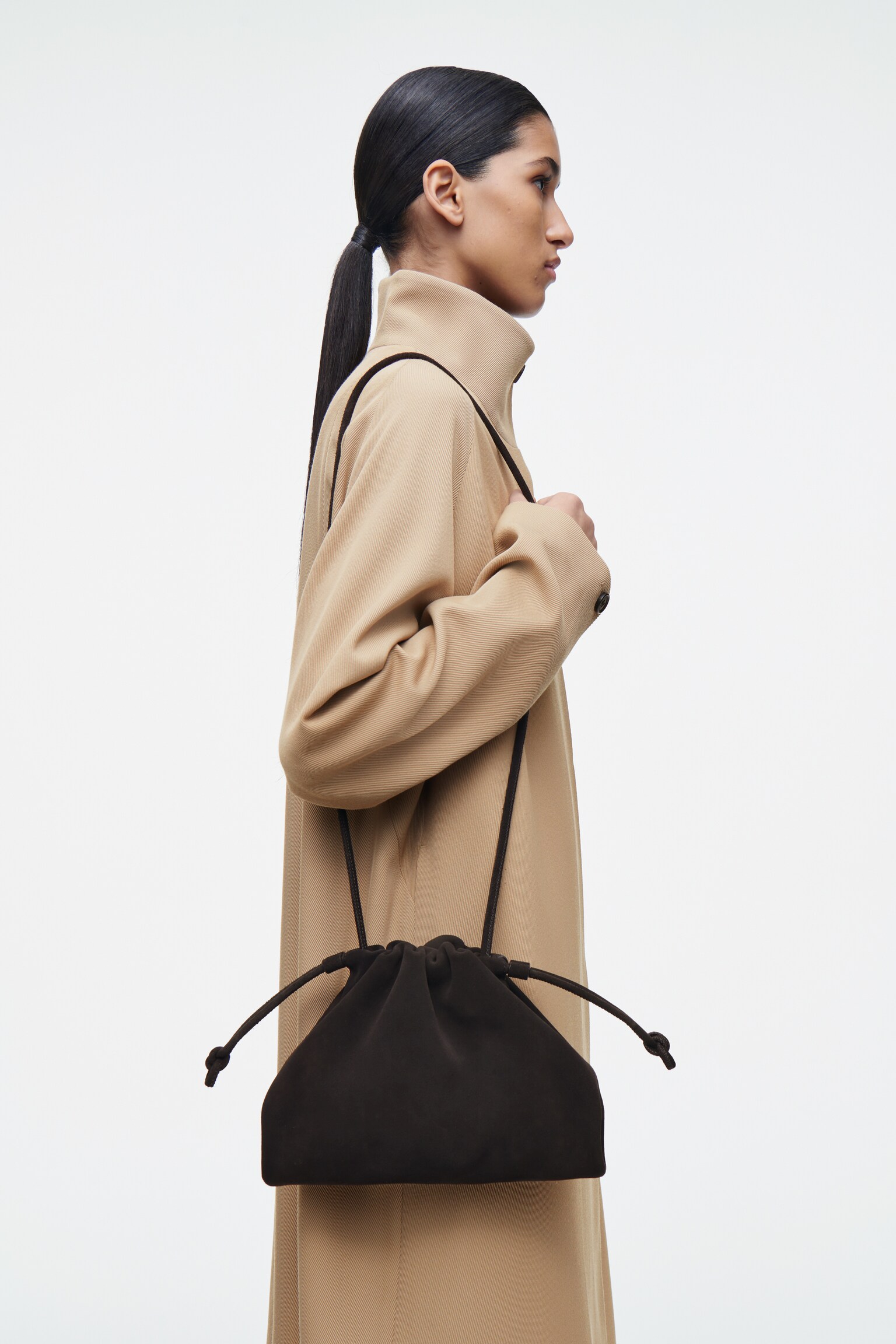 CAVATELLI MINI CLUTCH BAG - SUEDE - BROWN - 5