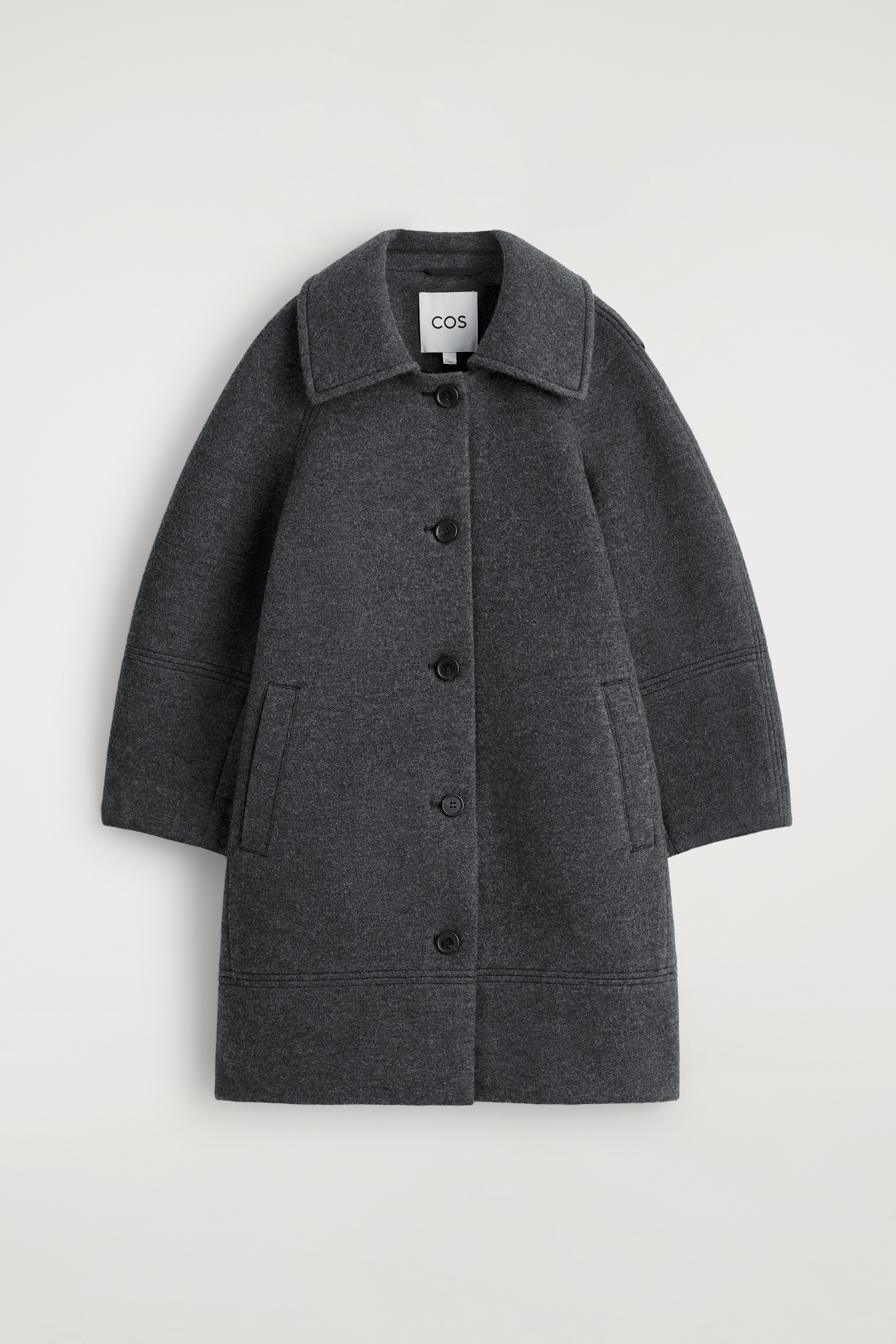 SCULPTED WOOL-BLEND COAT - DARK-GREY MÉLANGE