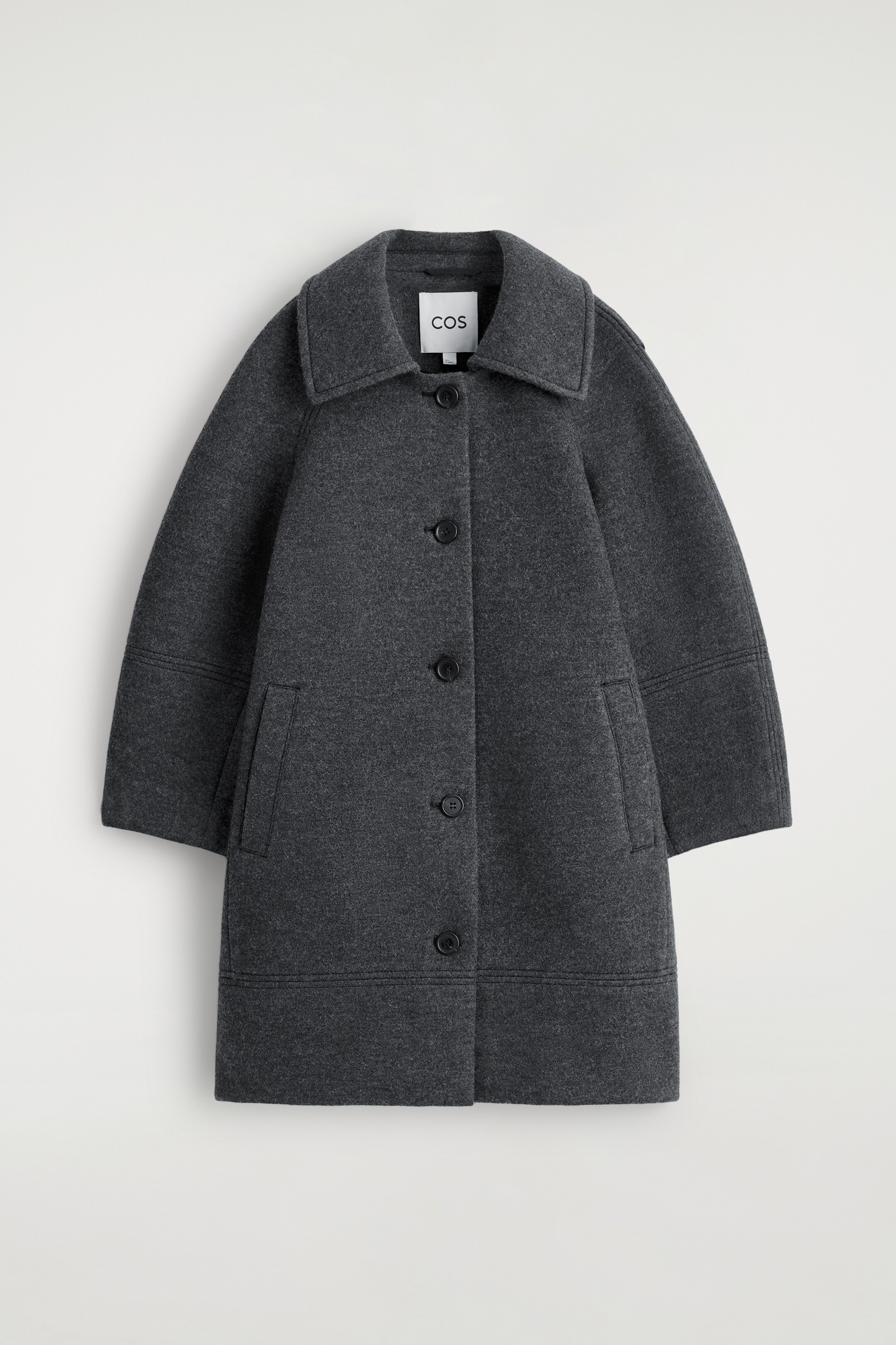 Ingrandisci l'immagine: SCULPTED WOOL-BLEND COAT - DARK-GREY MÉLANGE - DONNA | H&M CH 5