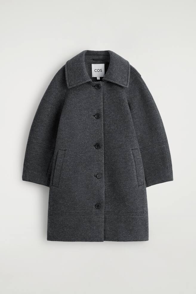 SCULPTED WOOL COAT - DARK-GREY MÉLANGE - 1