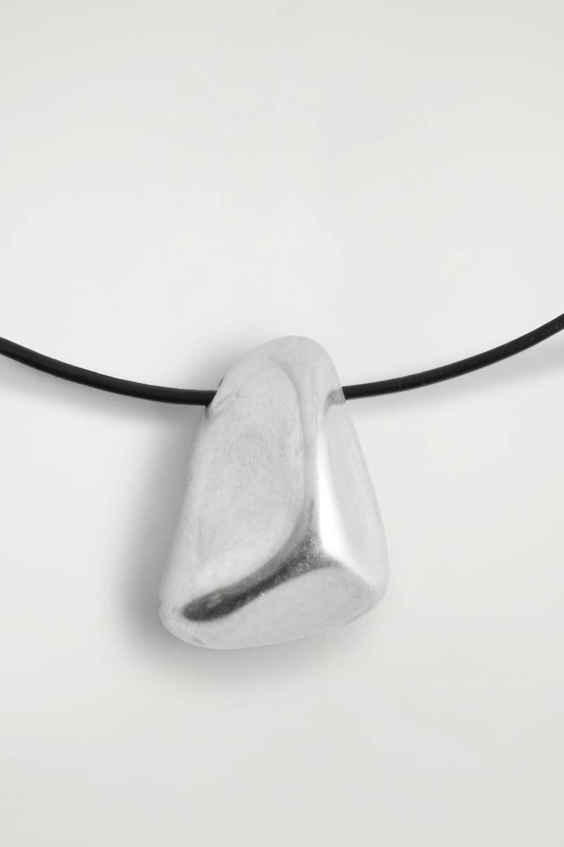 COS Hammered Pendant Necklace Silver-Coloured Men's