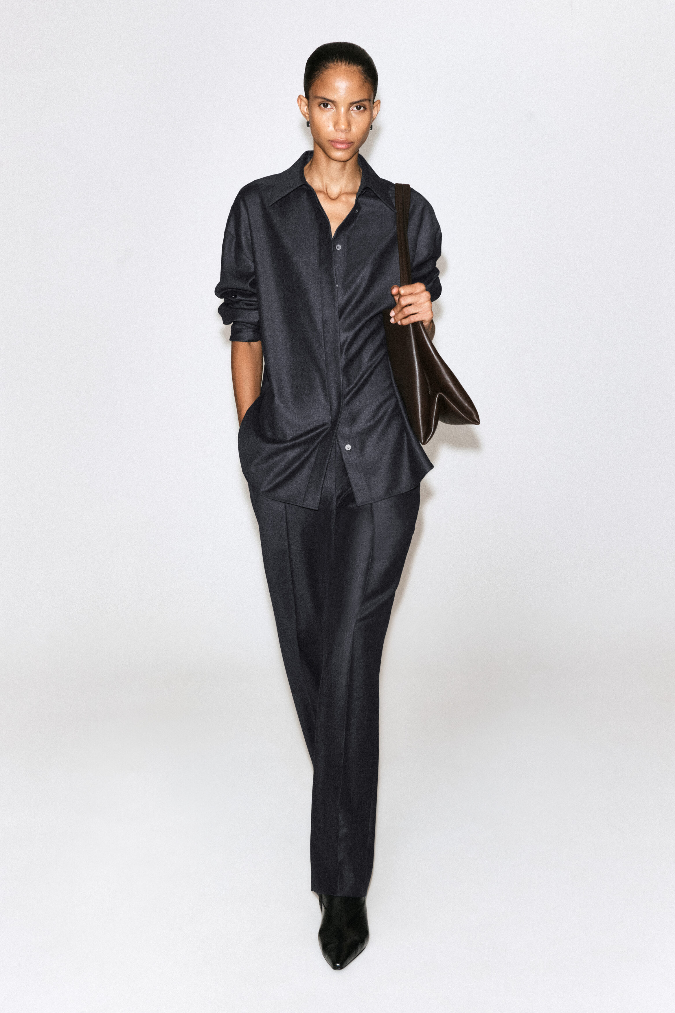 WOOL-FLANNEL STRAIGHT-LEG PANTS