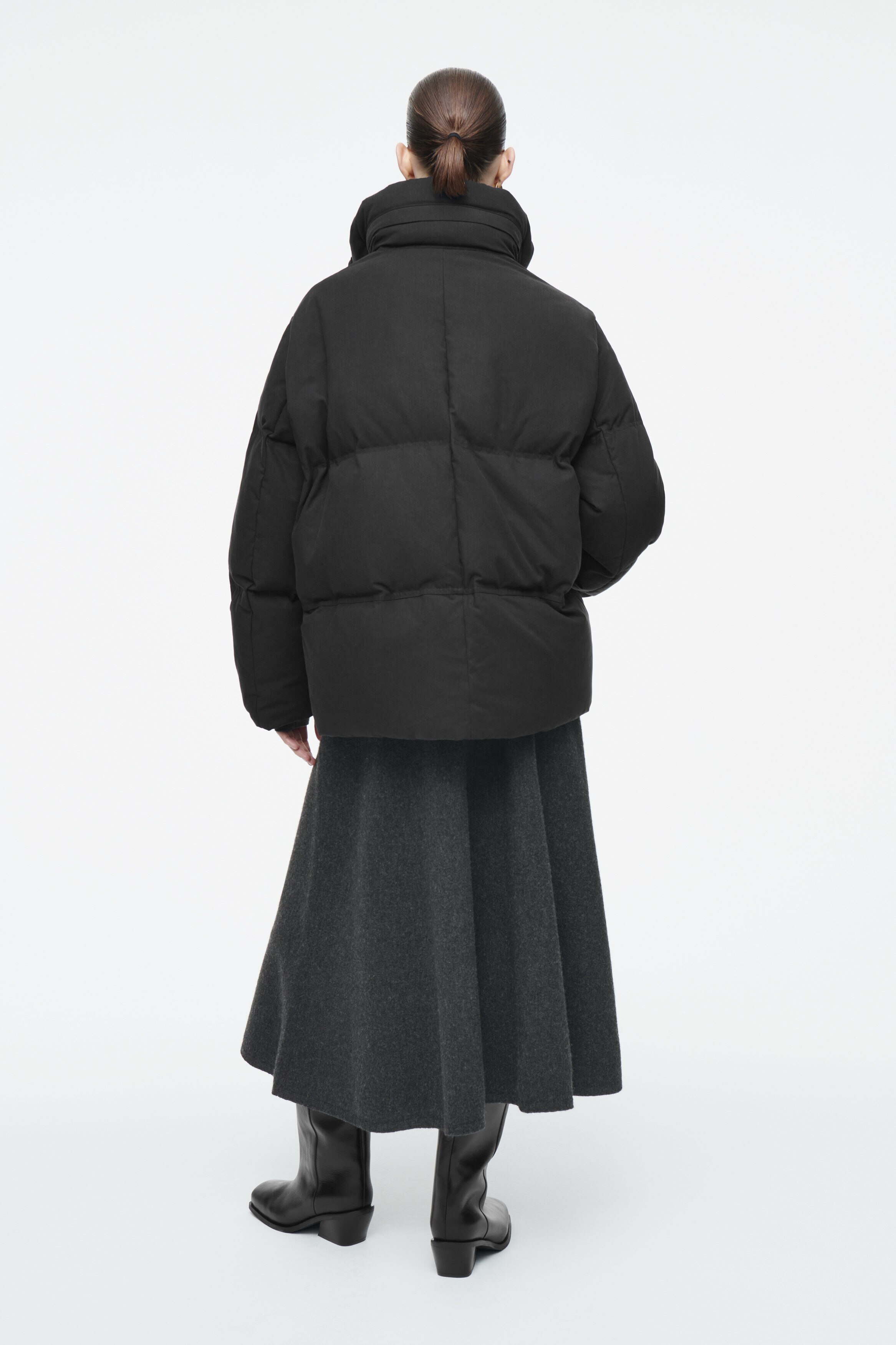 OVERSIZED HOODED DOWN PUFFER JACKET - BLACK | COS