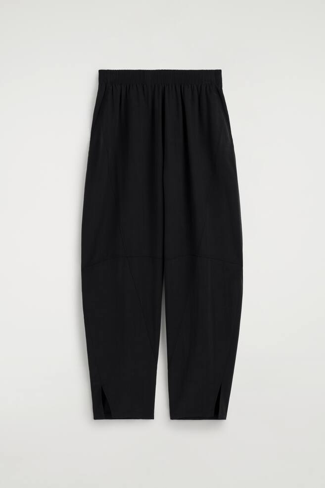 PANTALONI TIP BUTOI CU PANOURI ȘI TALIE ELASTICĂ - NEGRU - 1
