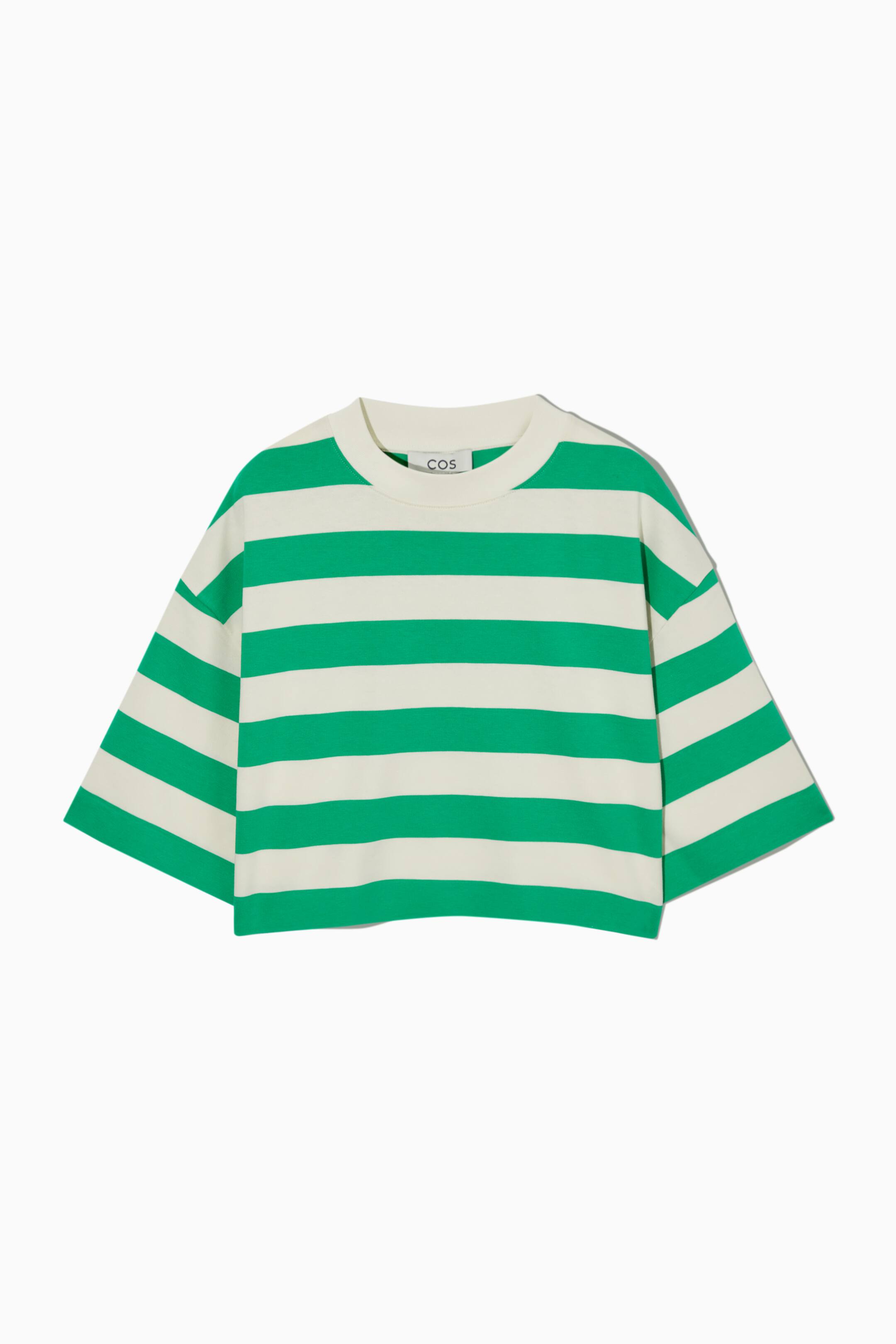 View larger image: HIGH LINE RELAXED T-SHIRT - WHITE / GREEN / STRIPED - Ladies | H&M GB 1